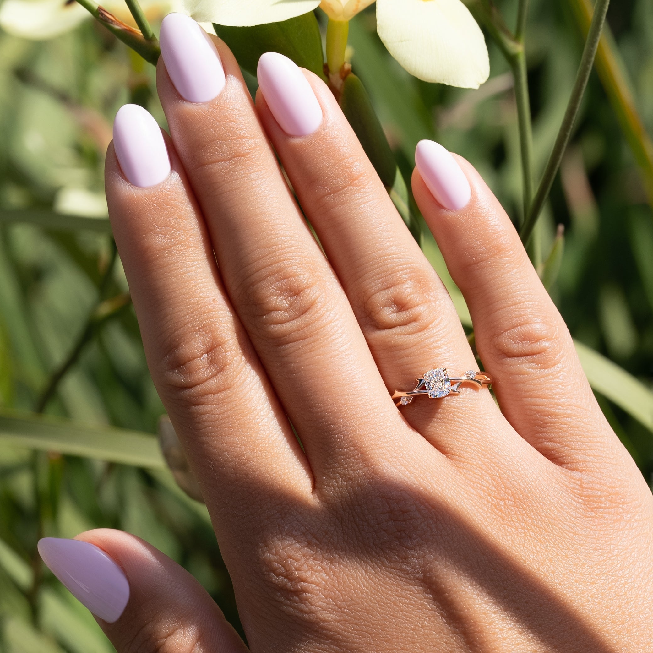 1.50 - 3.50 CT Cushion Cut Lab Grown Diamond twig Engagement Ring