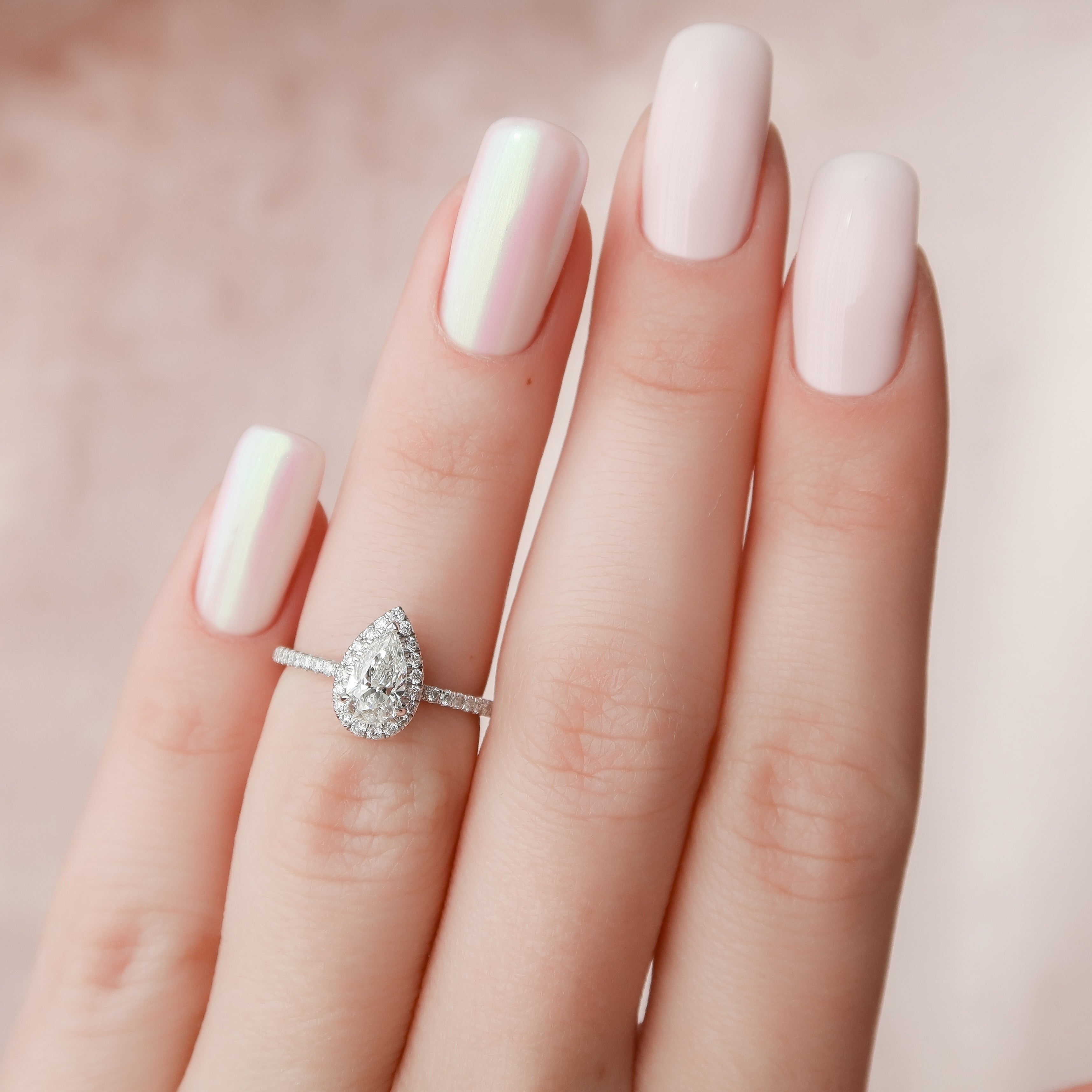 1.50 - 3.50 CT Pear Cut Lab Grown Diamond Halo & Pave Engagement Ring