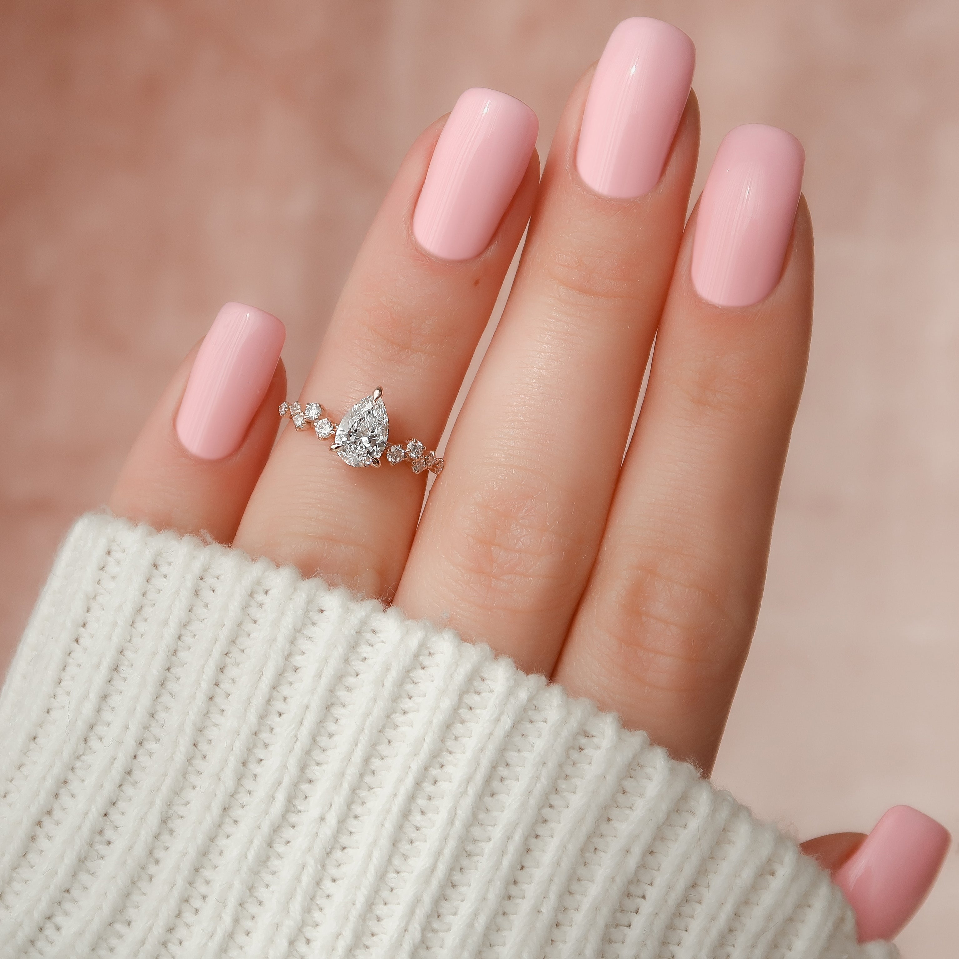 1.0- 3.0 CT Pear Cut Lab Grown Diamond Cluster Engagement Ring