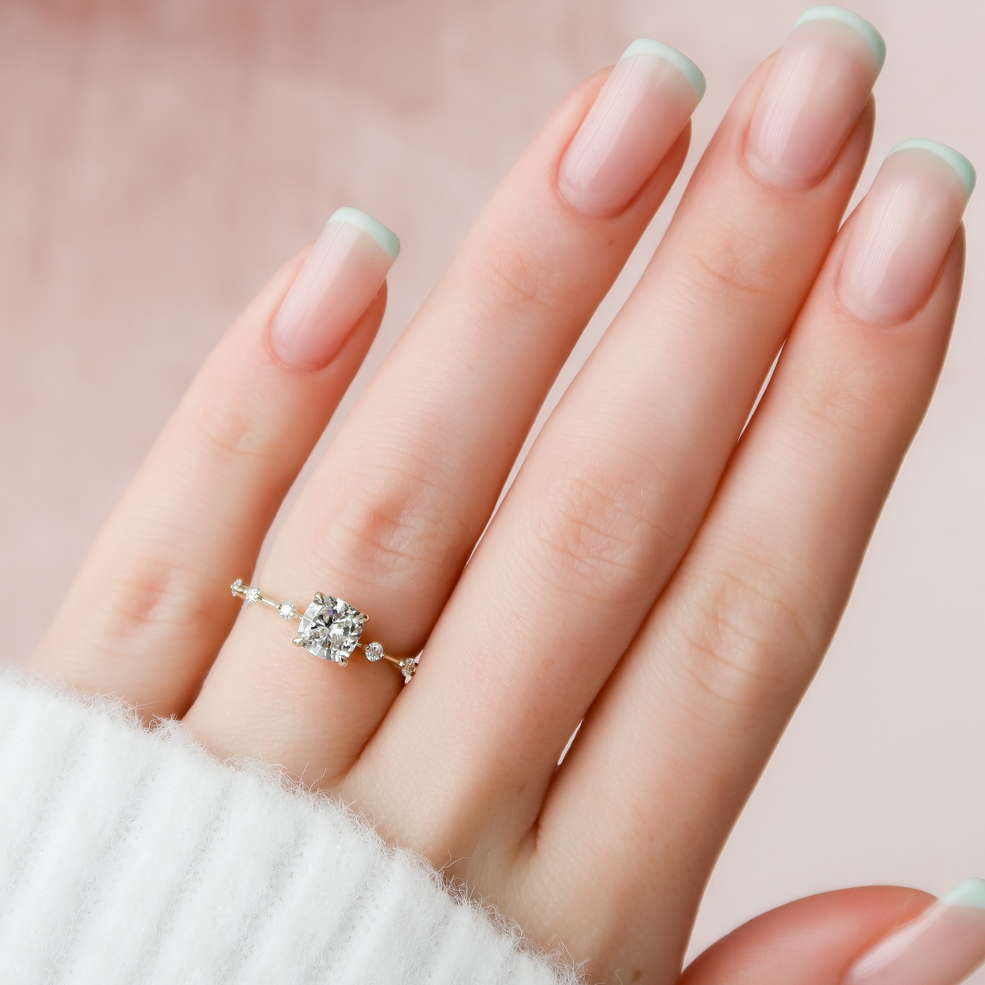 2.0 - 4.0 CT Cushion Cut Lab Grown Diamond Dainty Engagement Ring