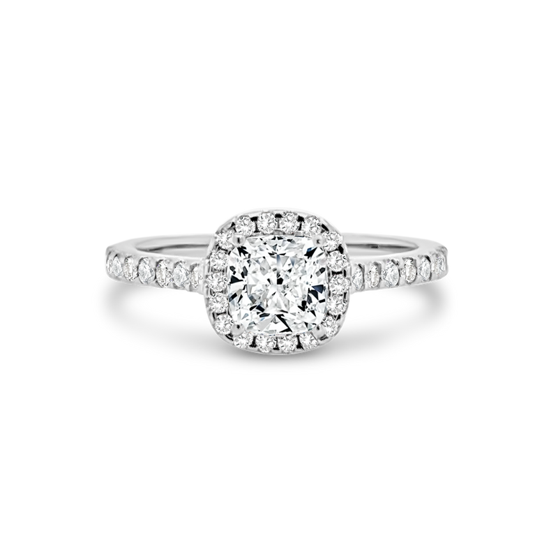 1.50 Carats Lab Grown Diamond Cushion Shape E-VS1 Halo Engagement Ring - Camila Brown