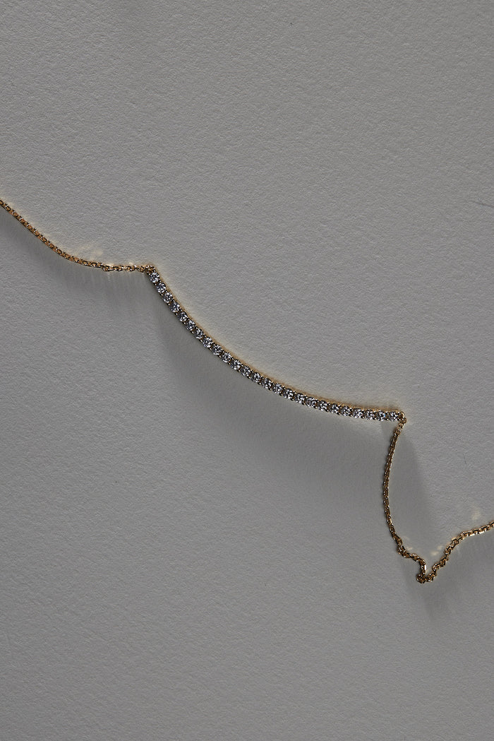 Round Cut Bar Moissanite Diamond Necklace