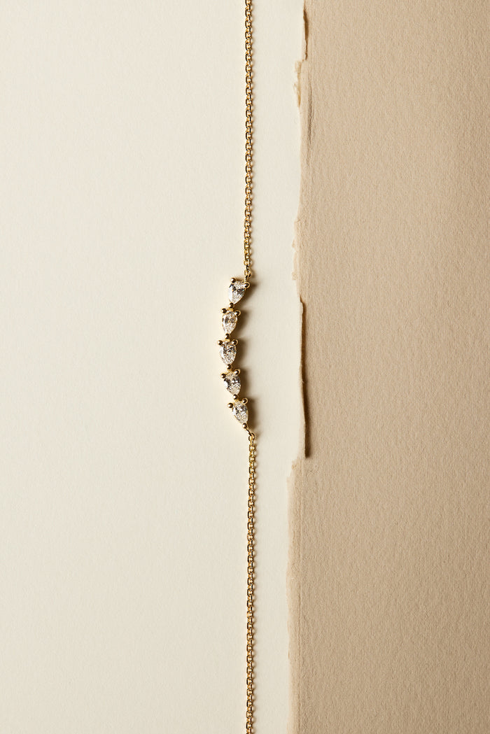 Pear Cut Curved Bar Moissanite Diamond Necklace