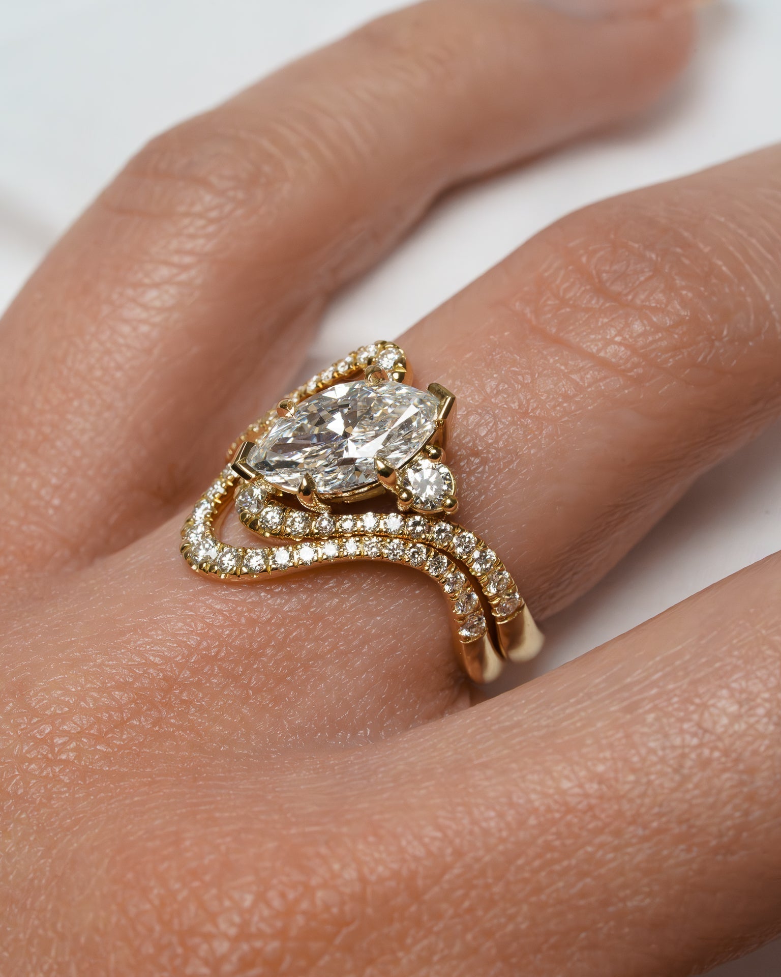2.0 - 3.0 CT Marquise Lab Grown Diamond Unique Engagement Ring