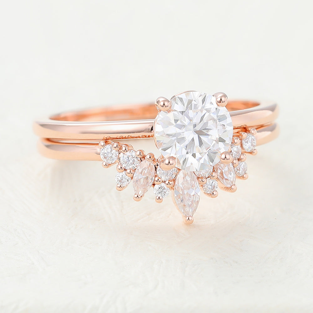 0.68 CT Round Moissanite Solitaire Bridal Ring Set - Camila Brown