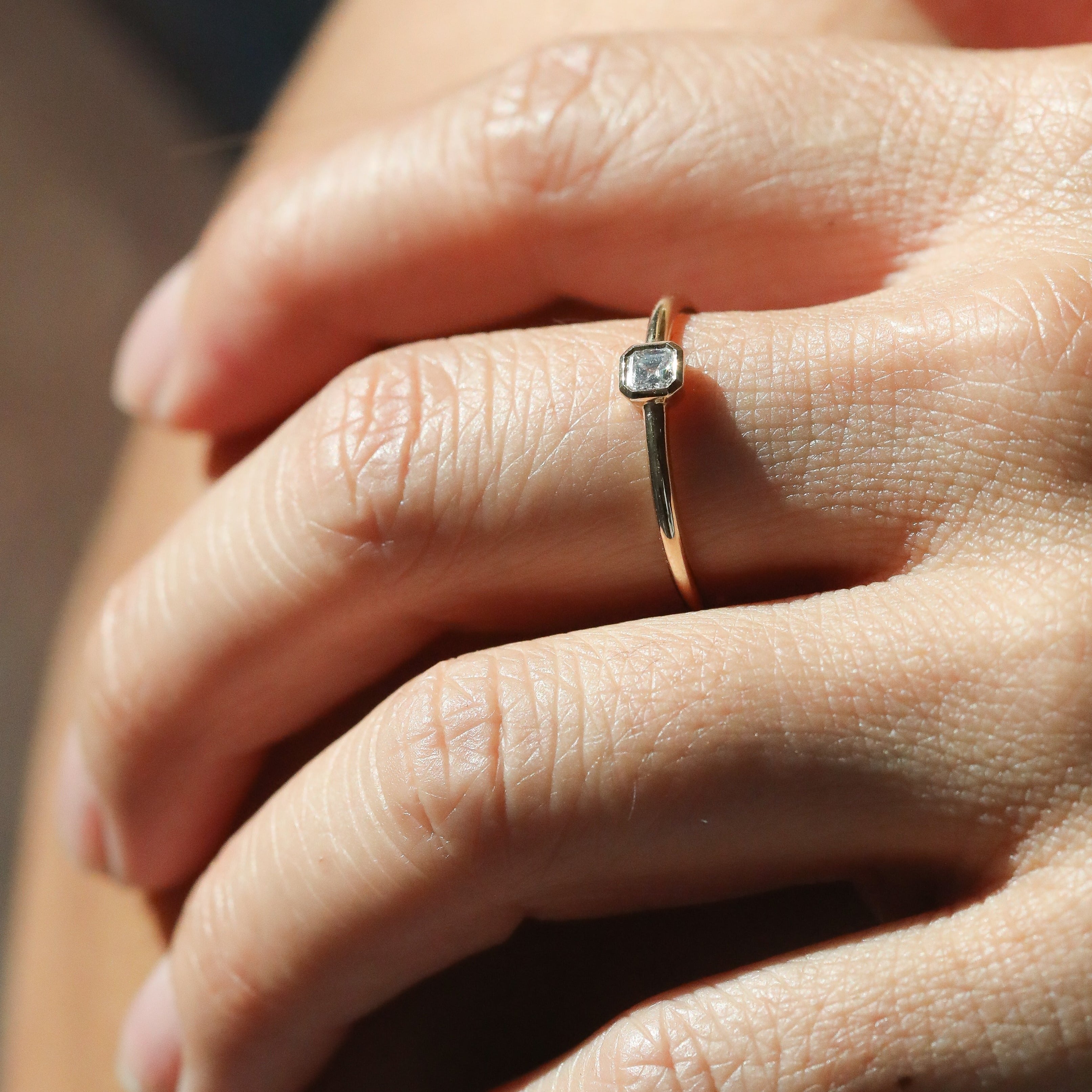 0.15 CT Asscher CVD Diamond Unique Daily Wear Ring