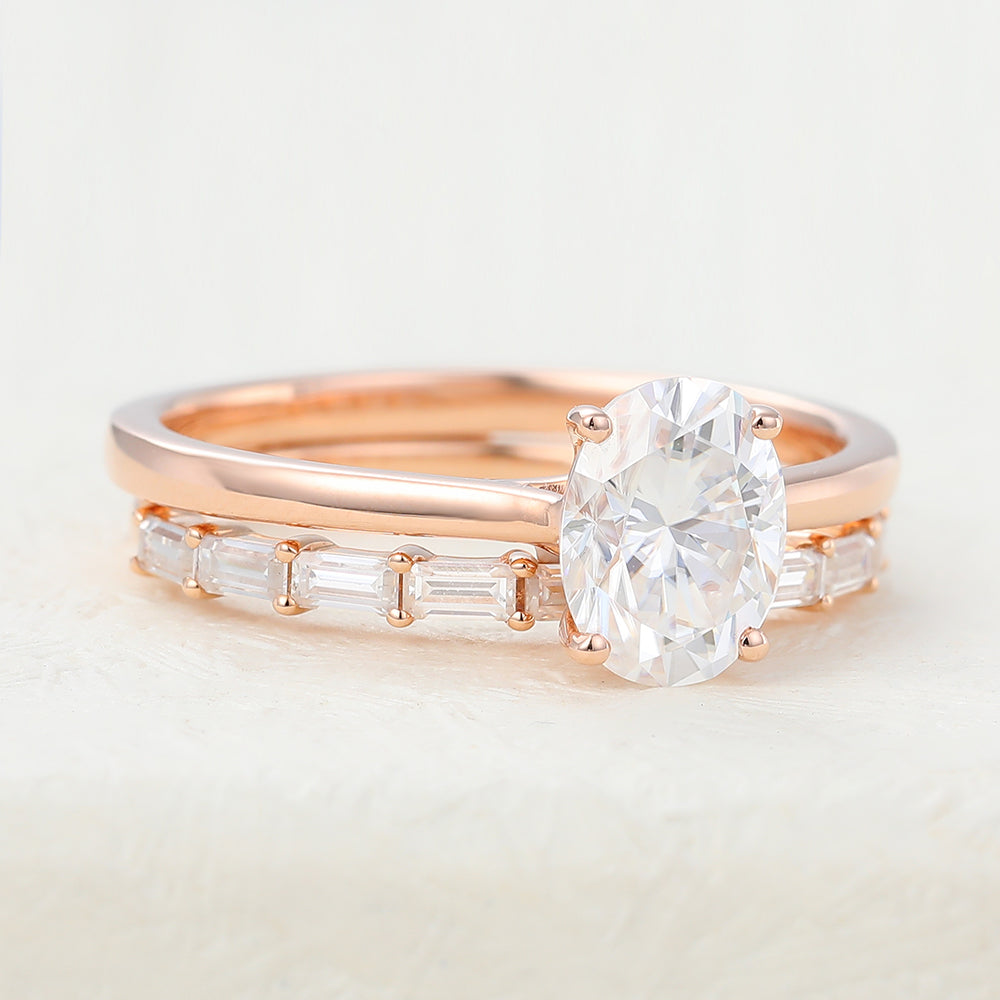 2.0 CT Oval Moissanite Solitaire Bridal Ring Set - Camila Brown