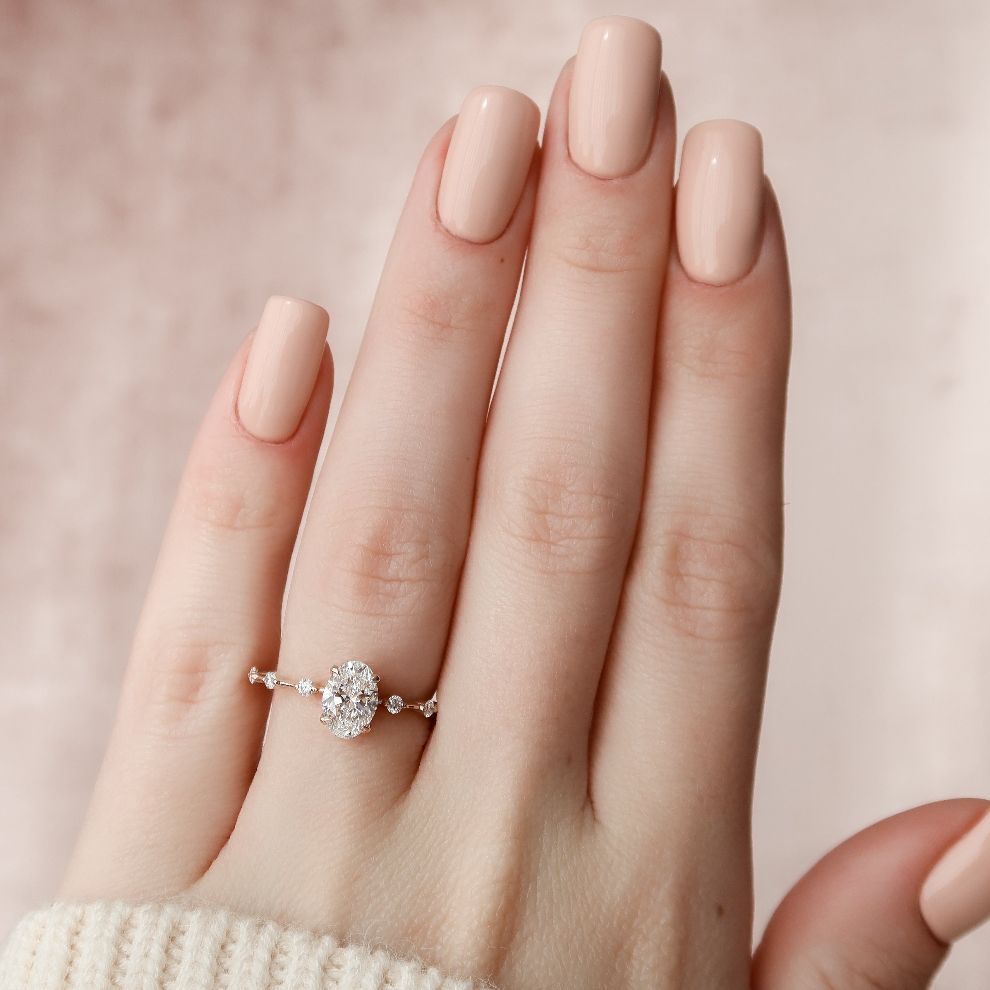 2.0 - 4.0 CT Oval Cut CVD Diamond Dainty Engagement Ring