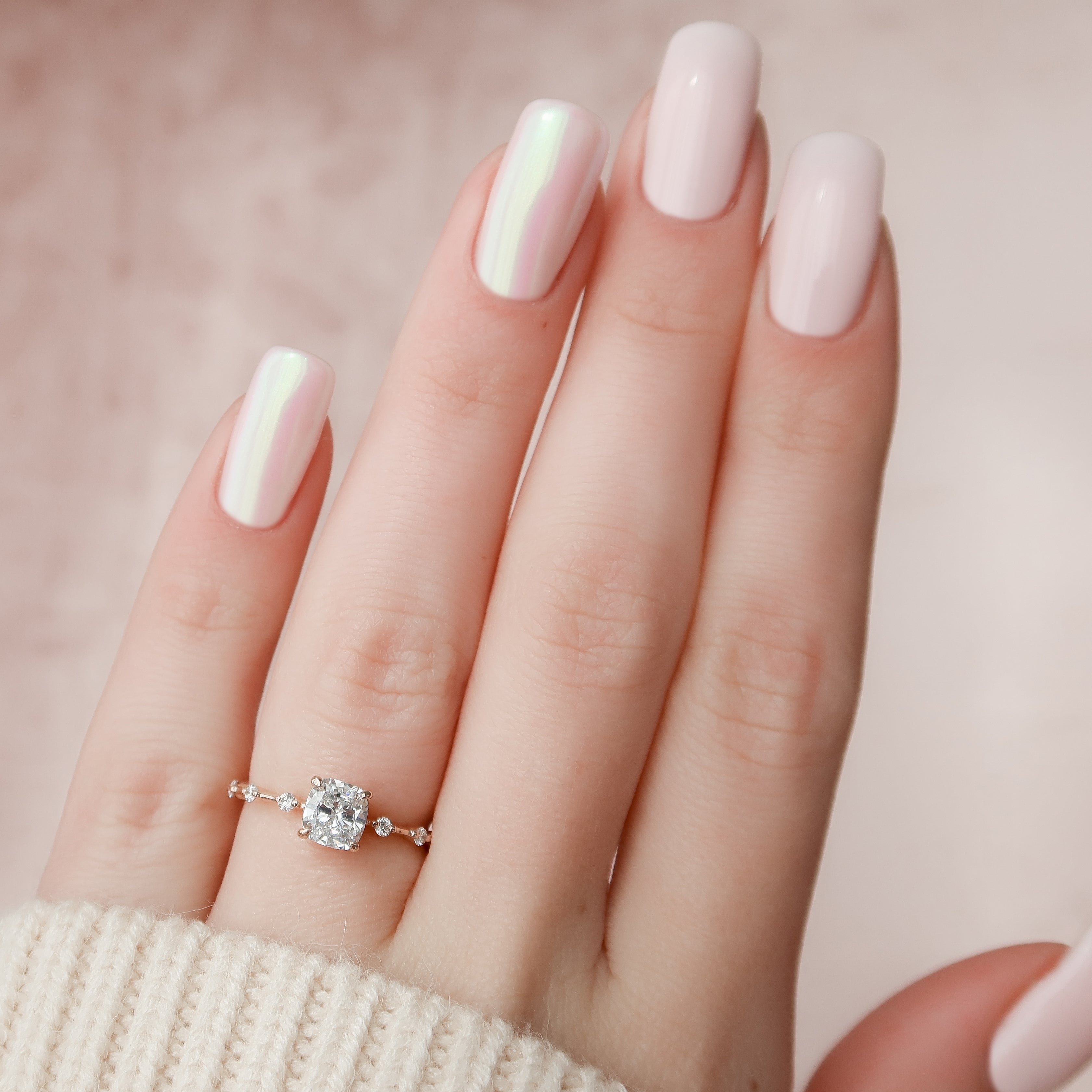 2.0 - 4.0 CT Cushion Cut Lab Grown Diamond Dainty Engagement Ring