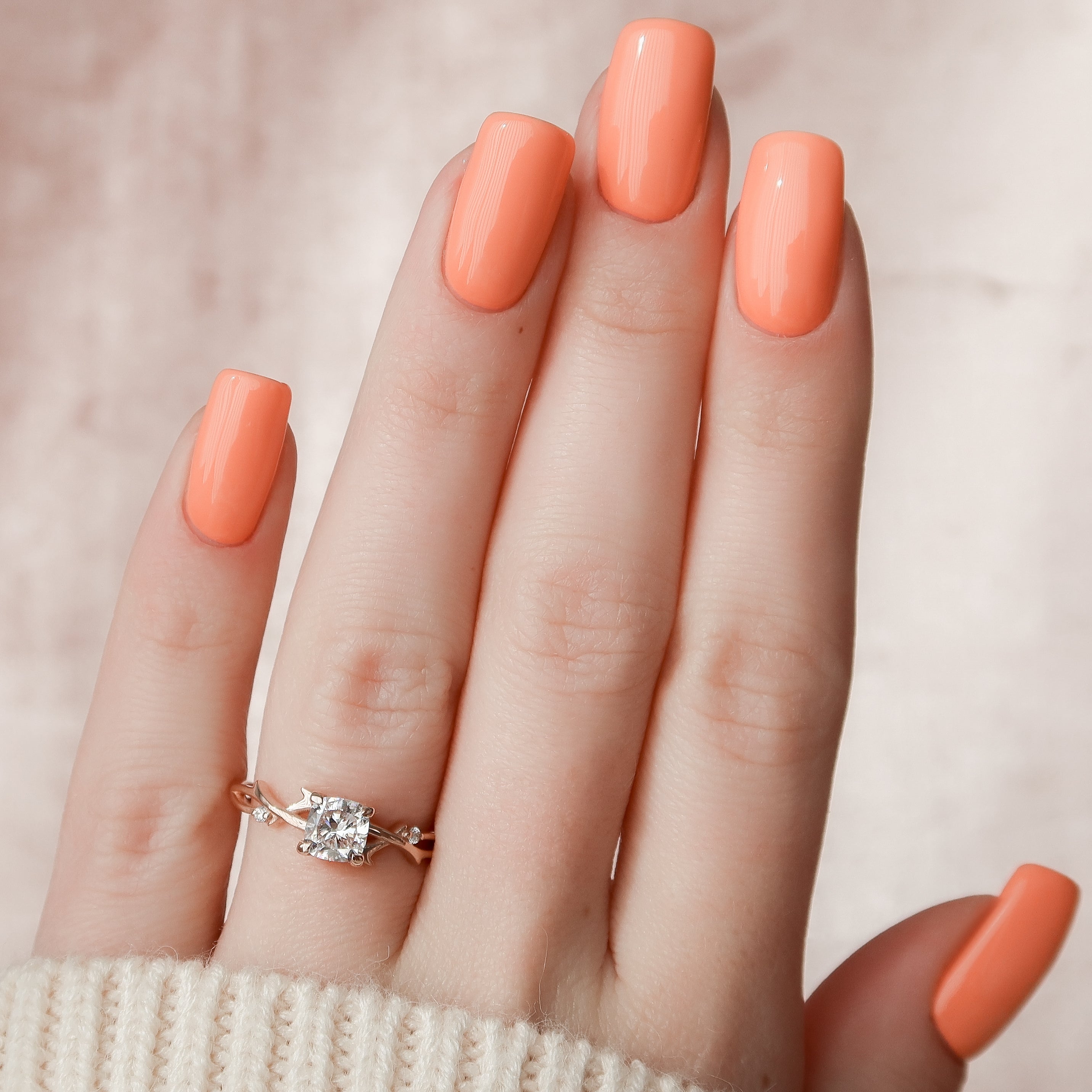 1.50 - 3.50 CT Cushion Cut Lab Grown Diamond twig Engagement Ring