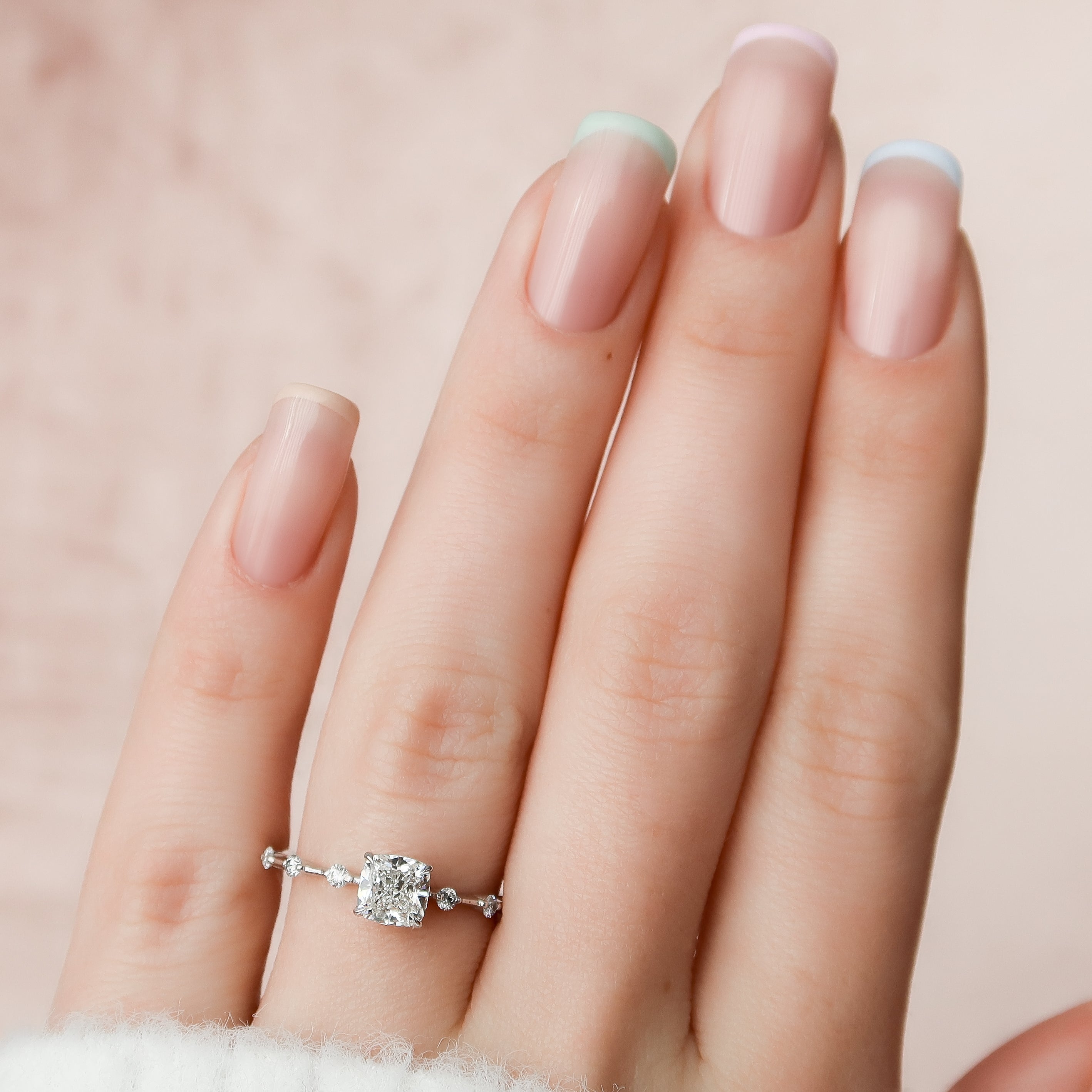 2.0 - 4.0 CT Cushion Cut Lab Grown Diamond Dainty Engagement Ring