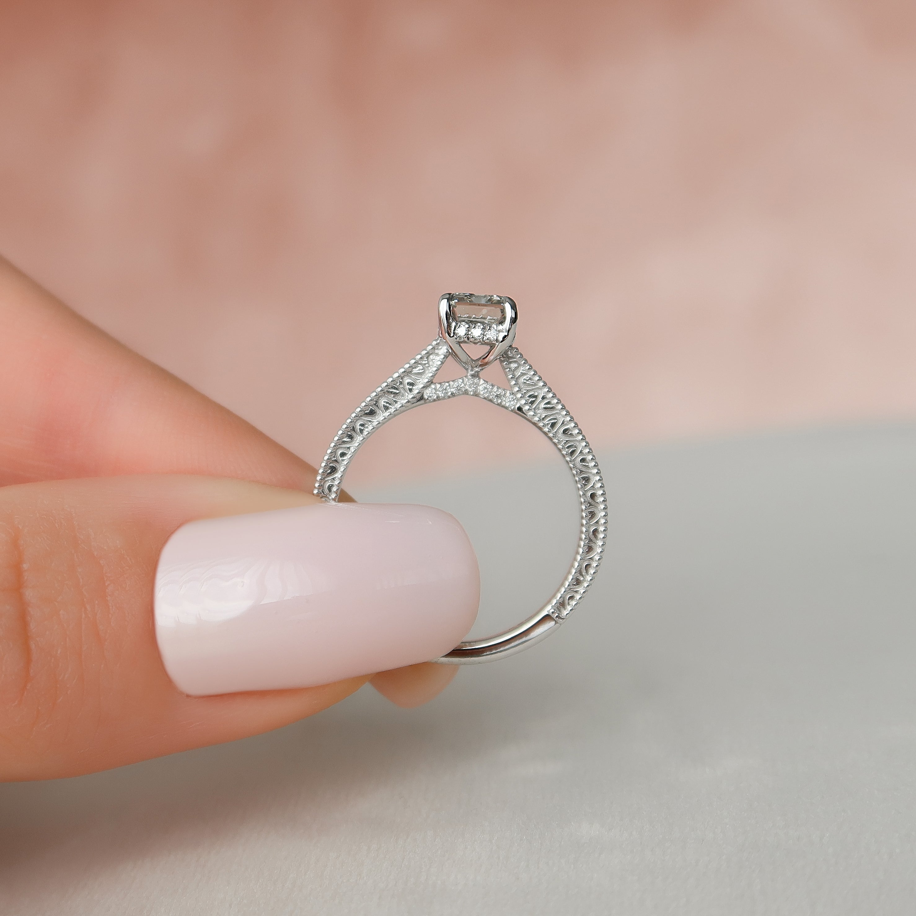 1.50 - 3.50 CT Emerald Cut Lab Grown Diamond vintage Engagement Ring