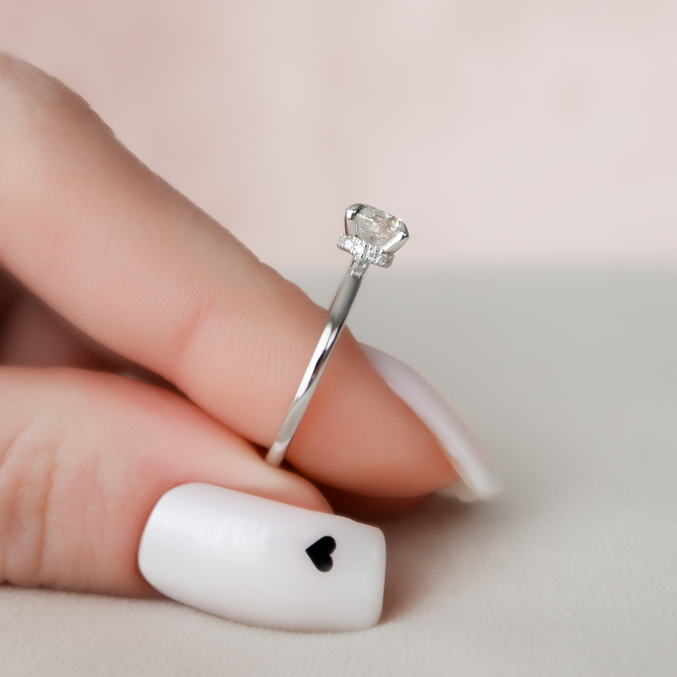 1.0 - 3.0 CT Round Cut Lab Grown Diamond Hidden Halo Engagement Ring