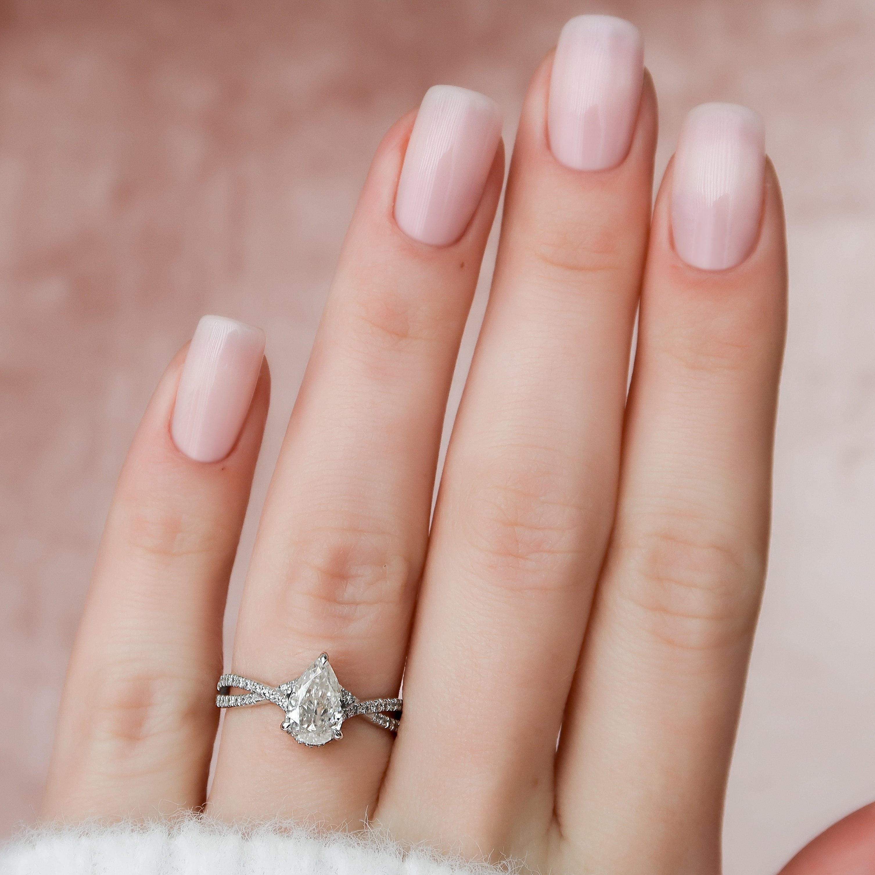 1.0 - 3.0 CT Pear Cut Lab Grown Diamond Twisted Setting Engagement Ring