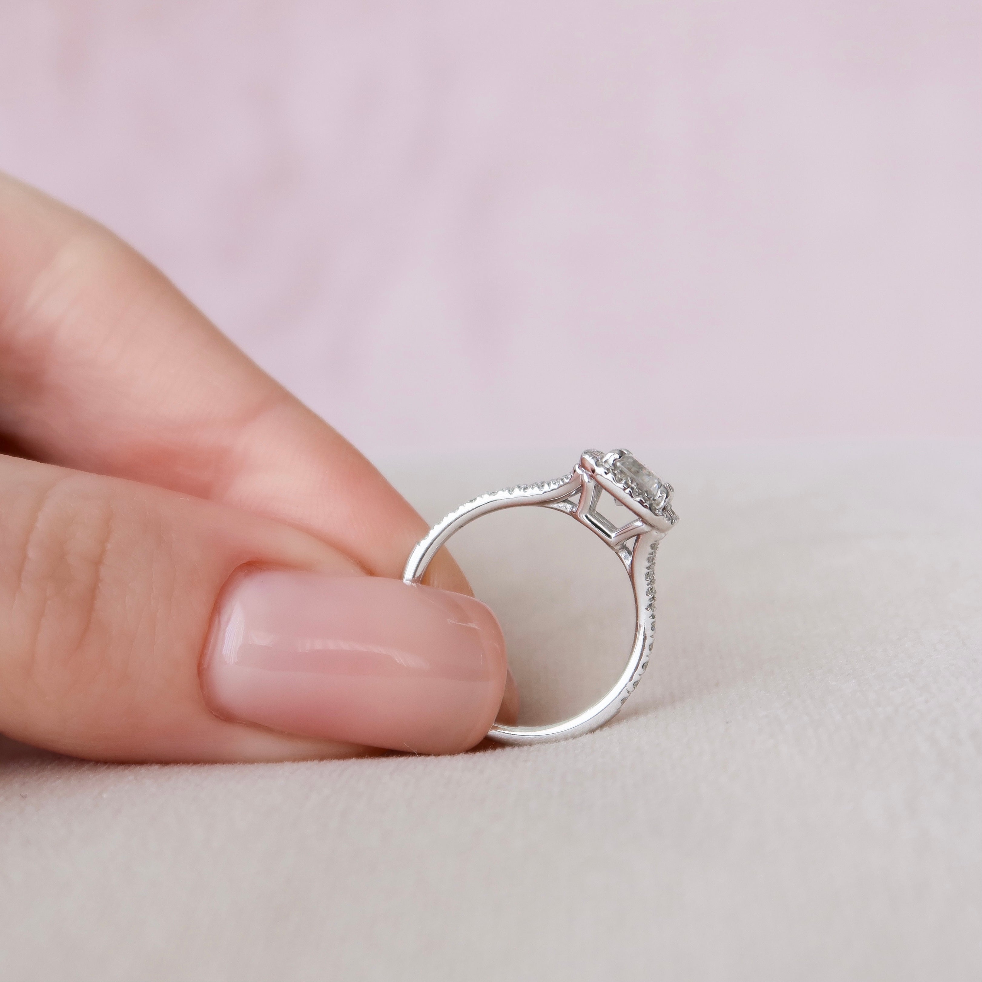 1.0 - 3.0 CT Emerald Cut Lab Grown Diamond Halo Split Shank Engagement Ring