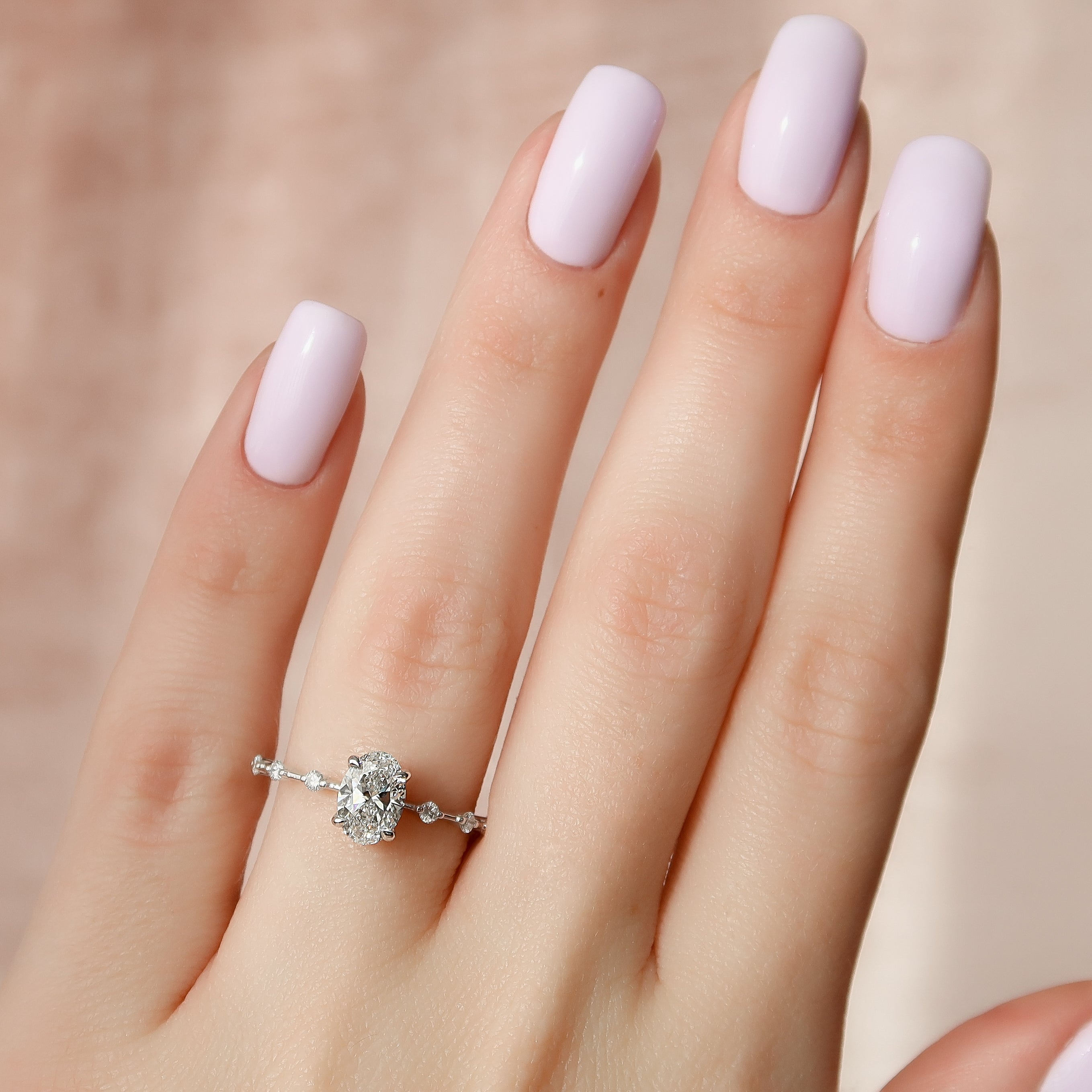 2.0 - 4.0 CT Oval Cut CVD Diamond Dainty Engagement Ring