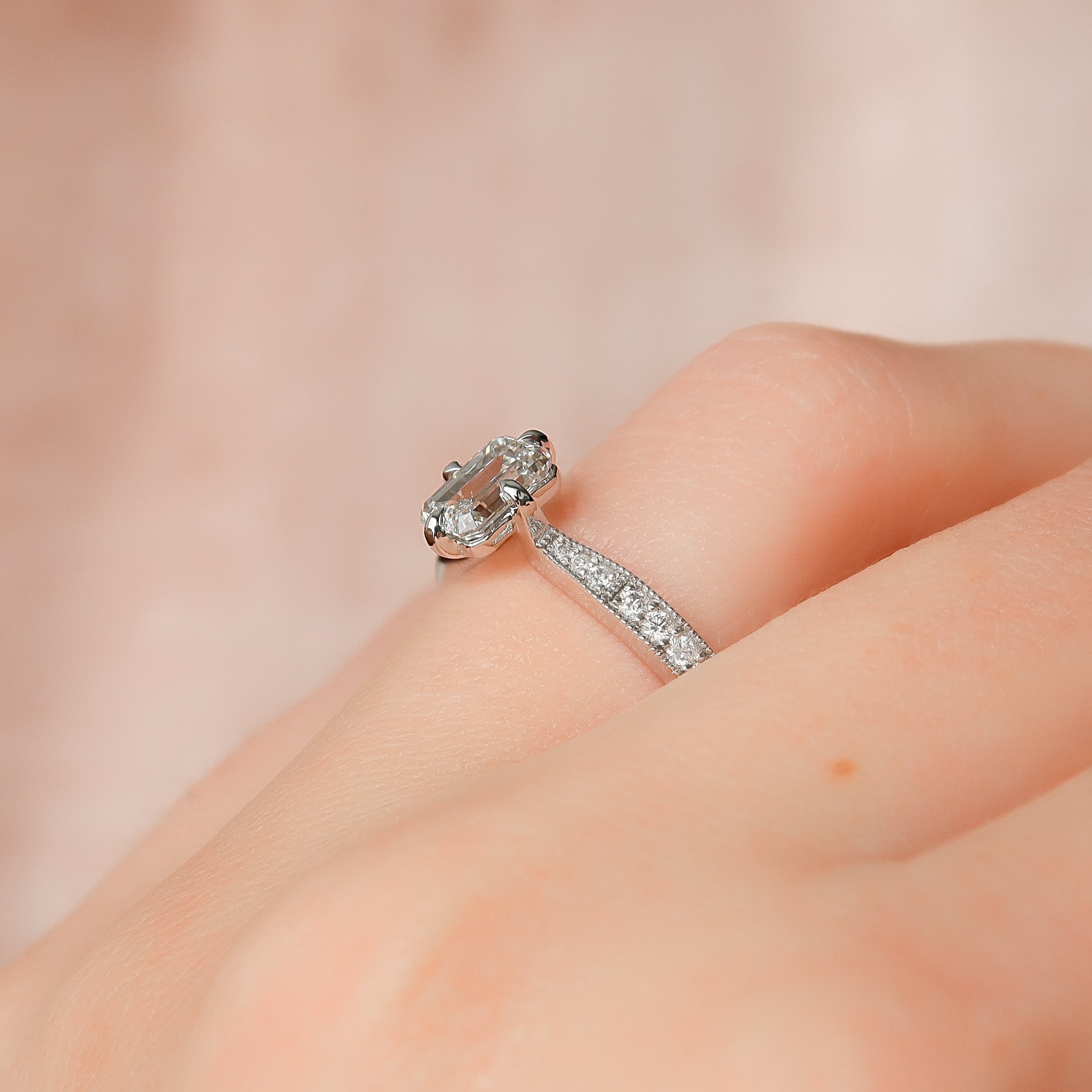 1.0 - 3.0 CT Emerald Cut Lab Grown Diamond vintage Engagement Ring