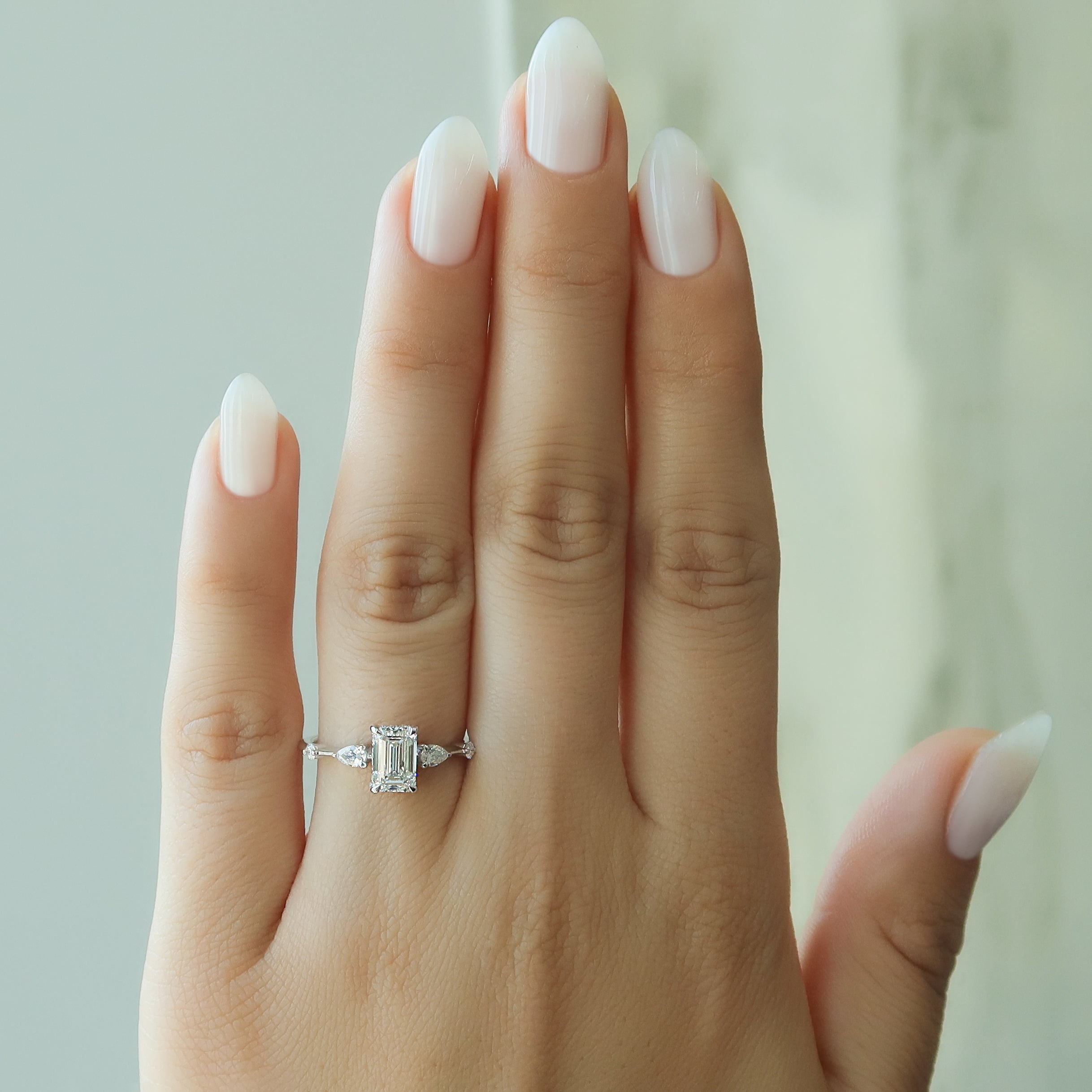 1.0 - 3.0 CT Emerald Cut Lab Grown Diamond Five Stone Engagement Ring