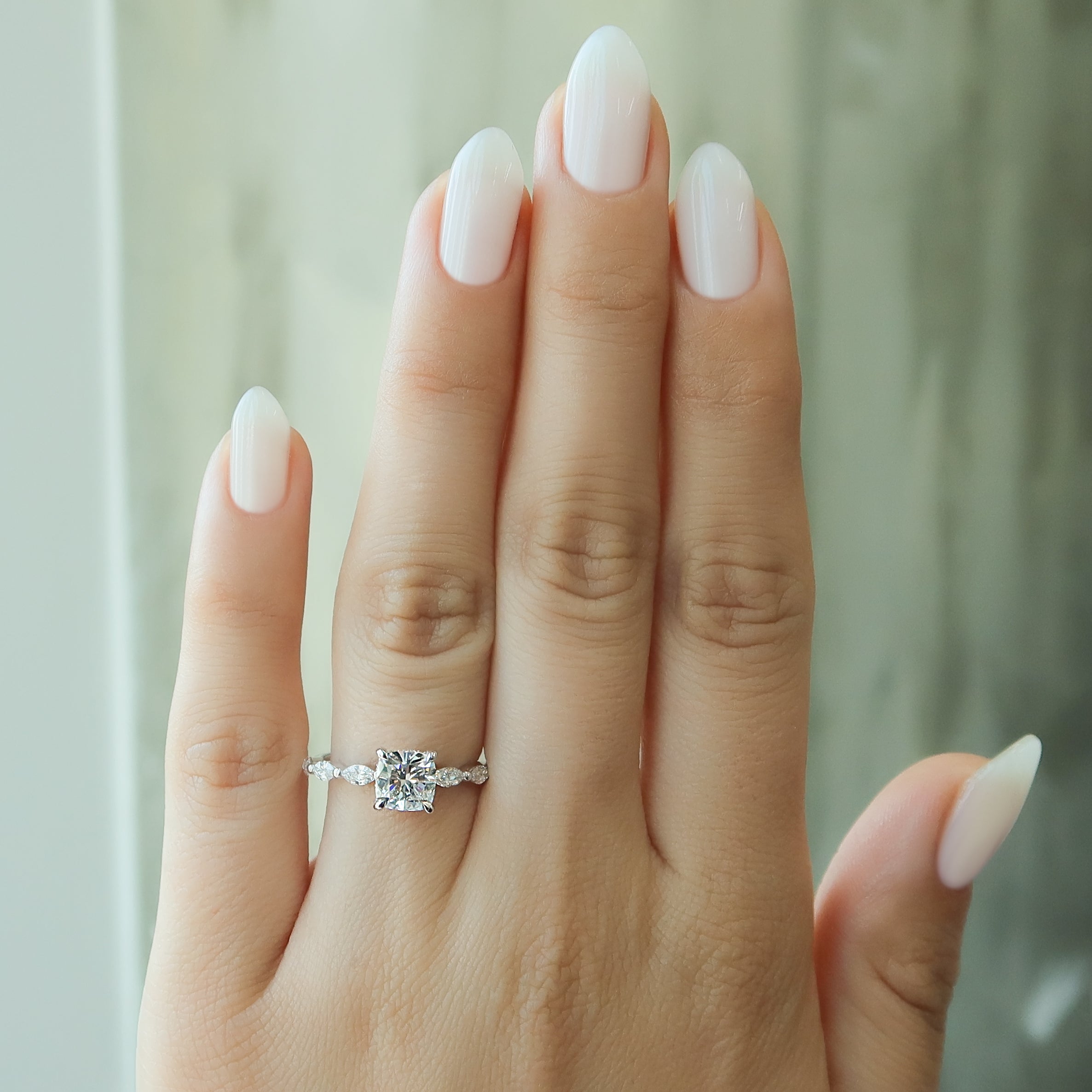 1.0 - 3.0 CT Cushion Cut Lab Grown Diamond Hidden Halo & Pave Engagement Ring