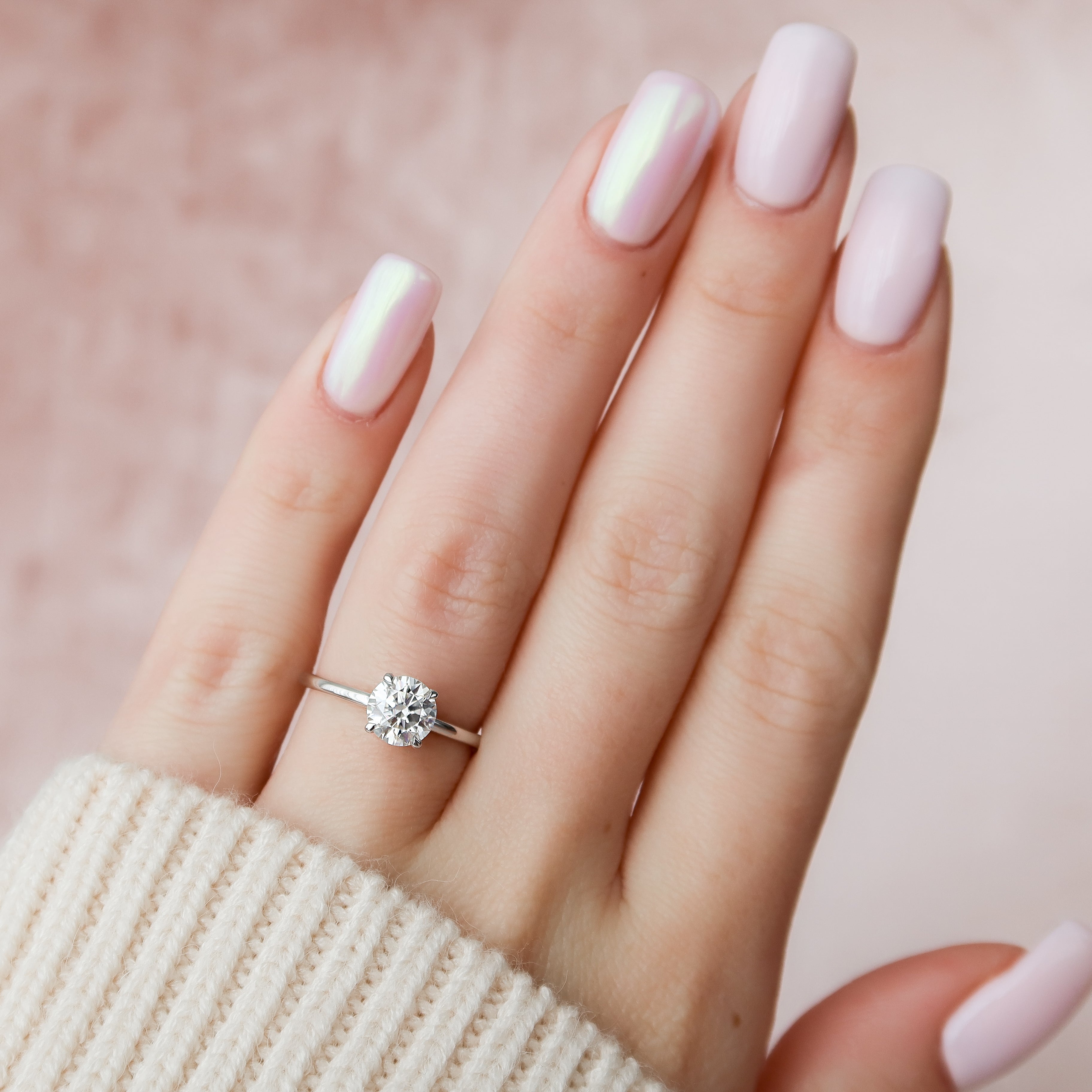 1.0 - 3.0 CT Round Cut Lab Grown Diamond Hidden Halo Engagement Ring