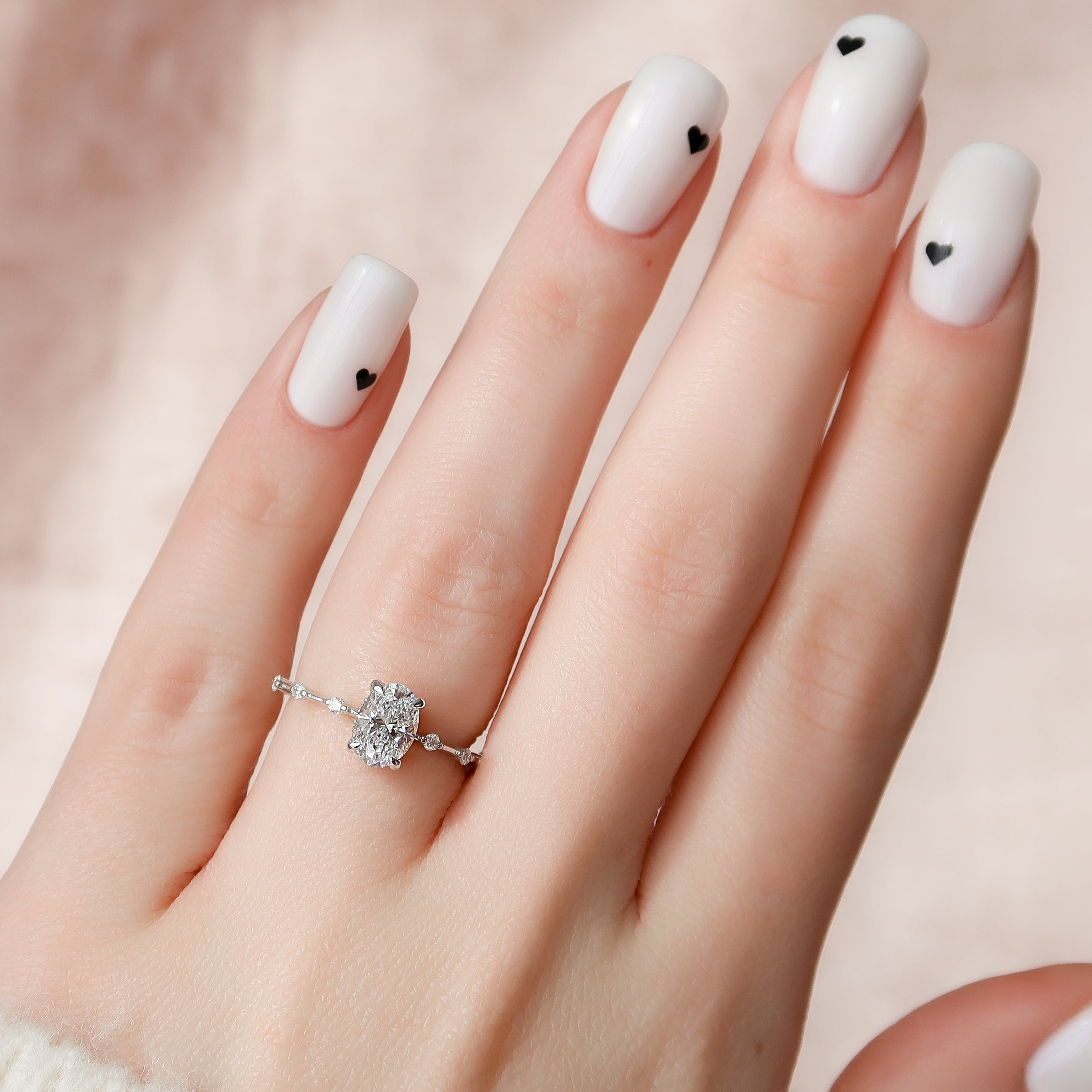 2.0 -4.0 CT Oval Cut Lab Grown Diamond Dainty Engagement Ring