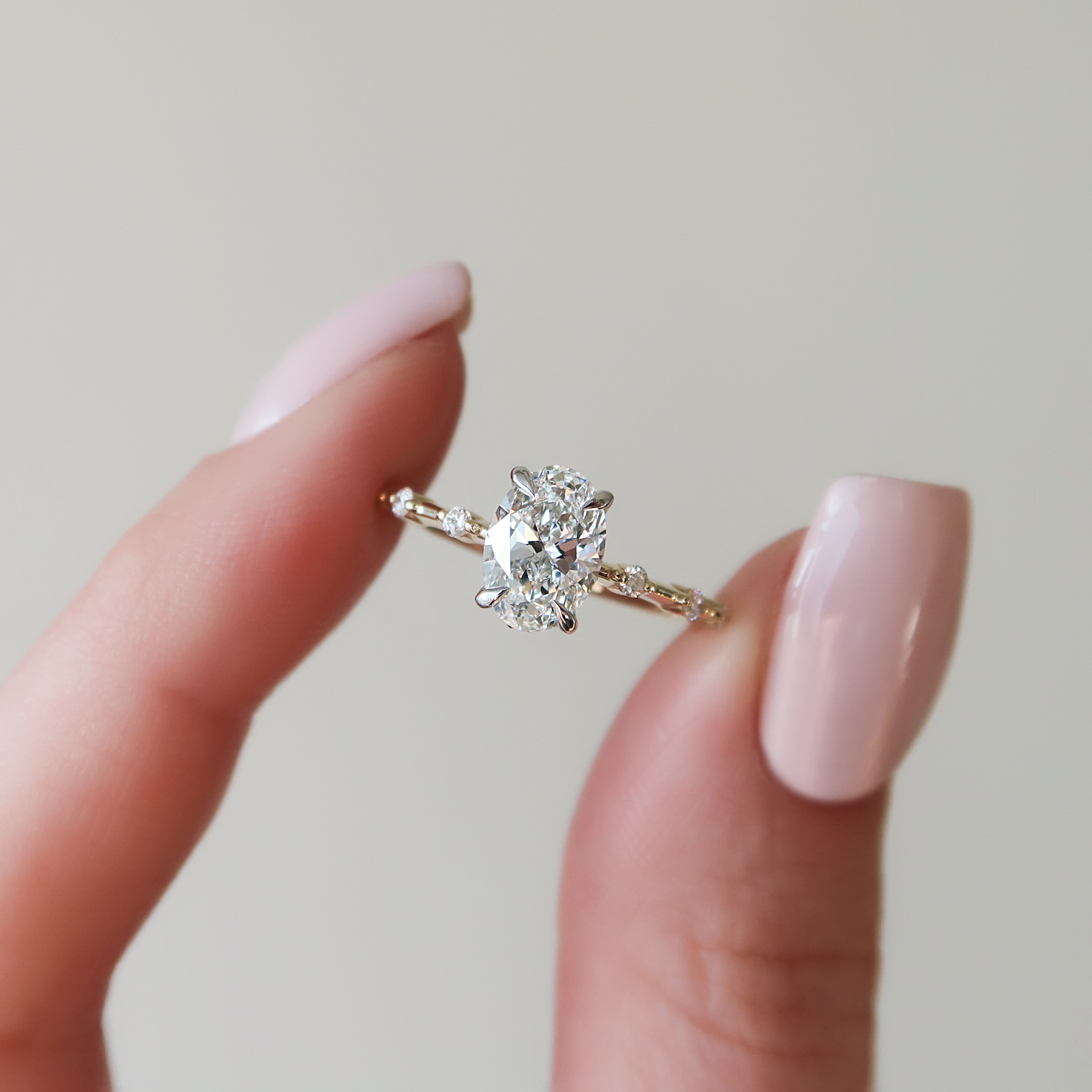 2.0 - 4.0 CT Oval Cut CVD Diamond Dainty Engagement Ring