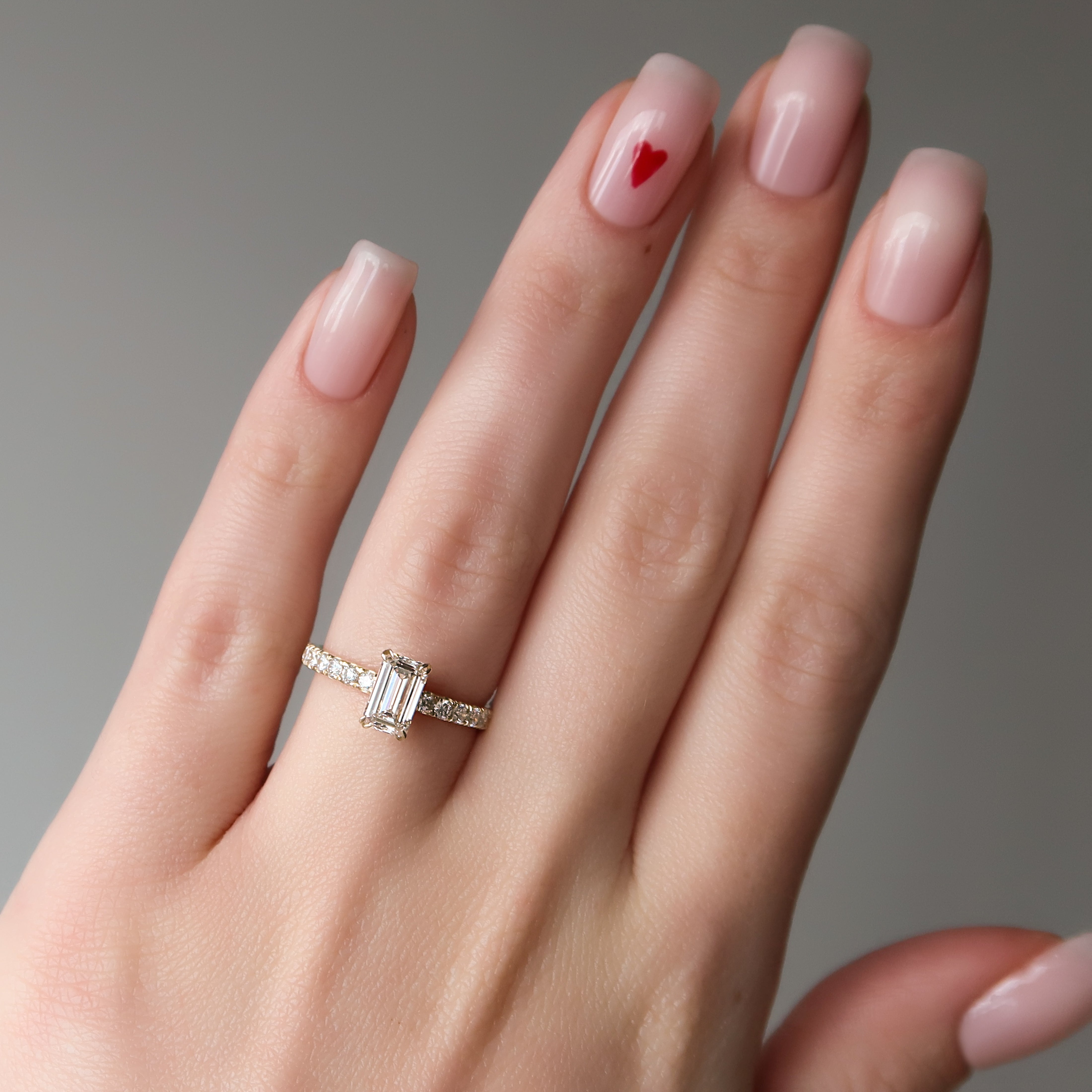 2.0 - 4.0 CT Emerald Cut  Lab Grown Diamond Hidden Halo & Pave Engagement Ring