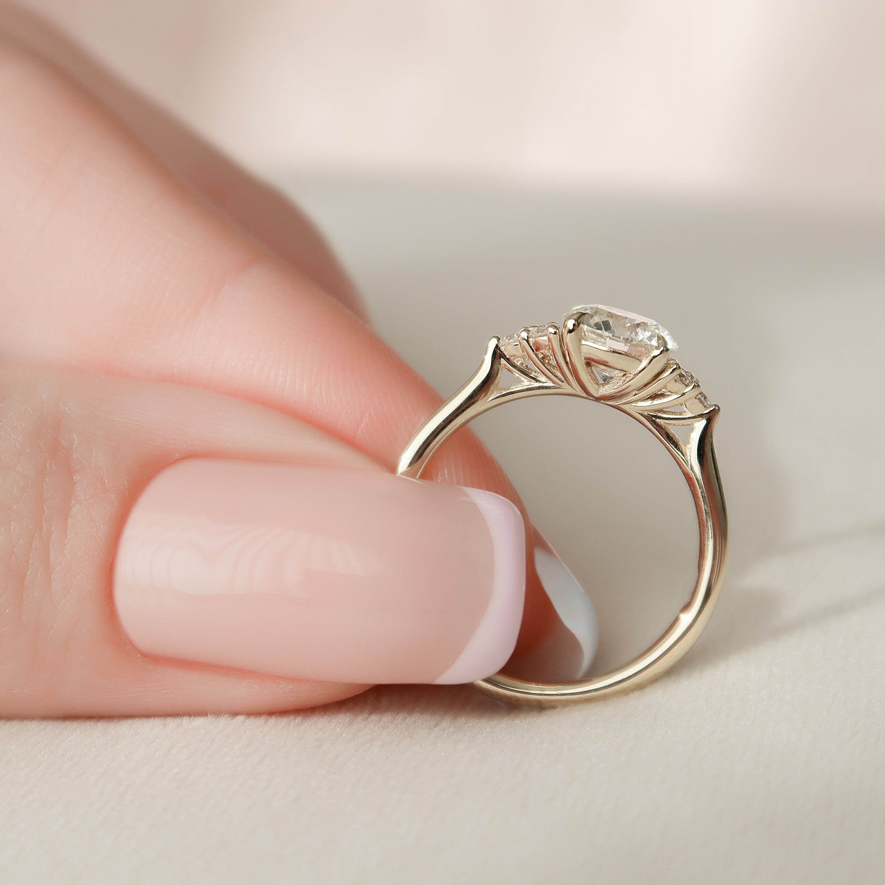 1.0  - 3.0 CT Round Cut Lab Grown Diamond Cluster Engagement Ring