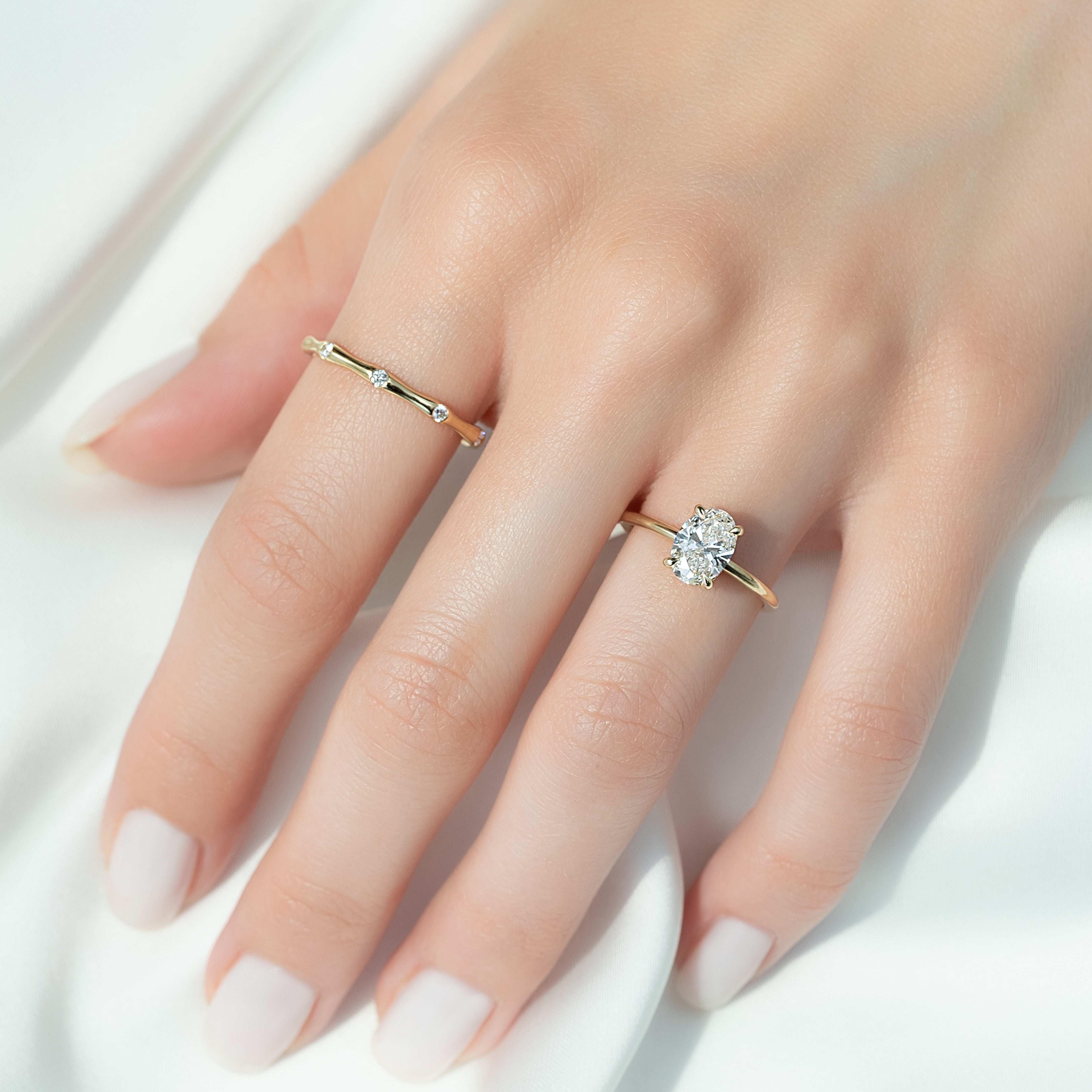 1.50 - 3.50 CT Oval Cut CVD Diamond Hidden Halo Engagement Ring