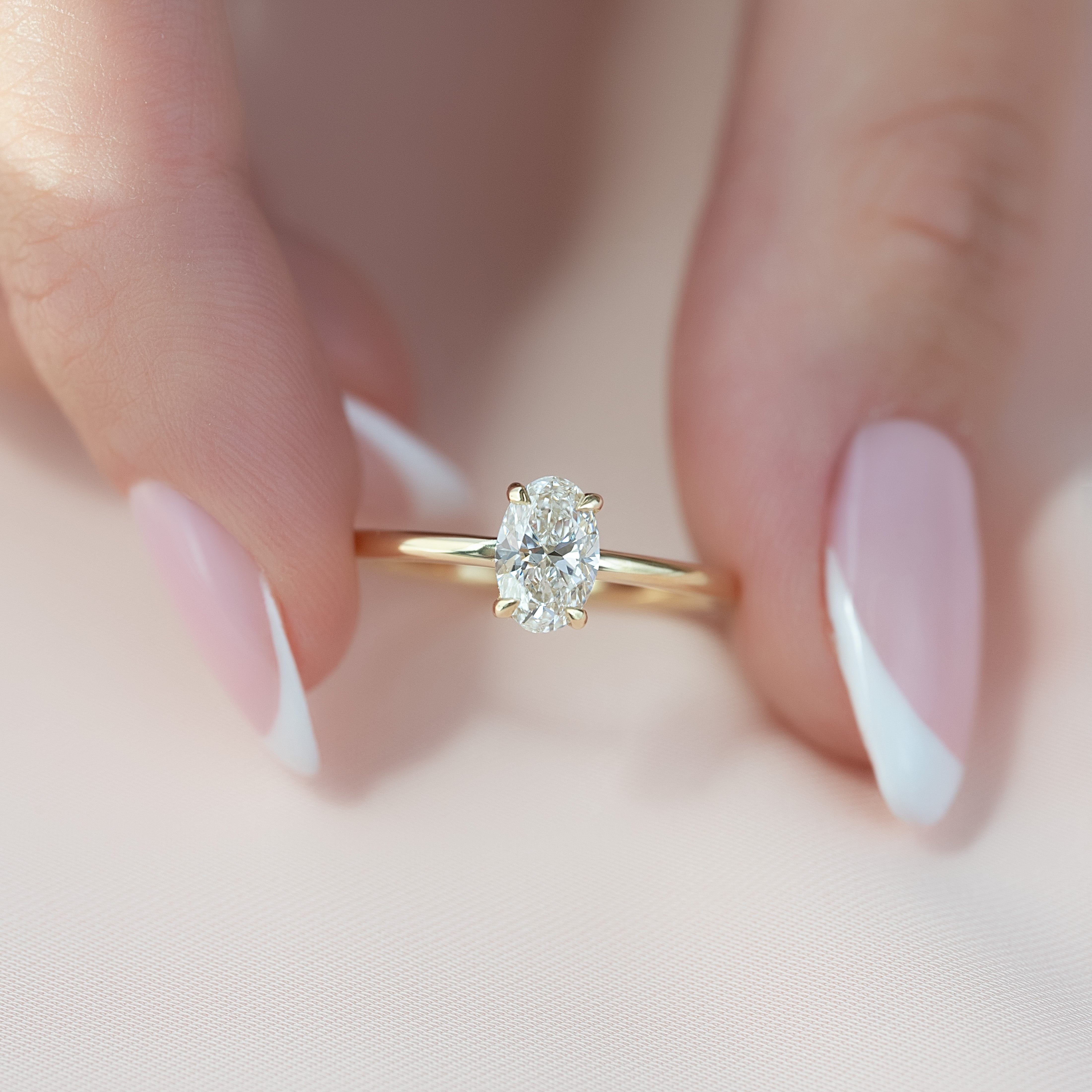 2.0 - 4.0 CT Oval Cut Lab Grown Diamond Hidden Halo Engagement Ring