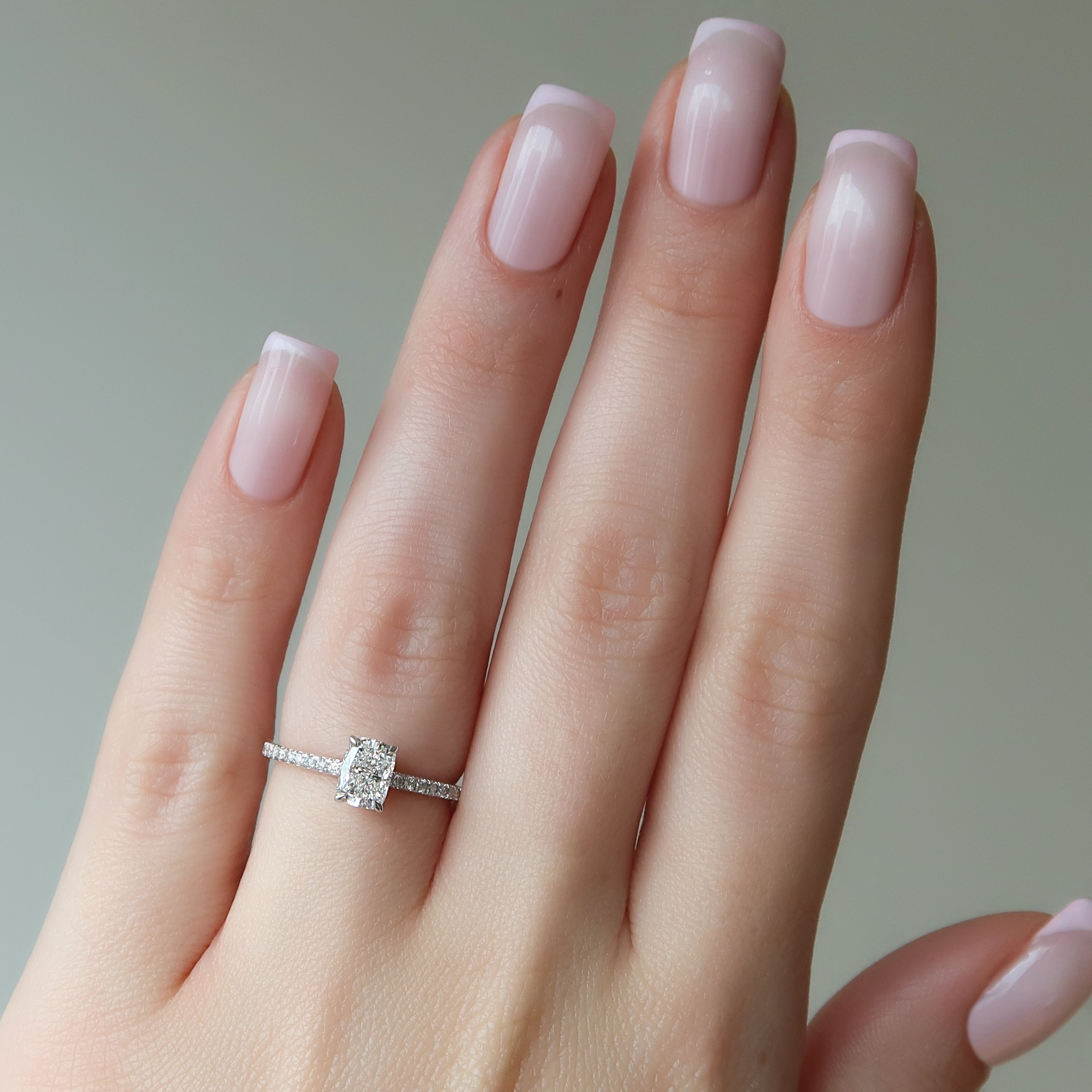 2.0 - 4.0 CT Elongated Cushion Cut Lab Grown Diamond Pave Engagement Ring