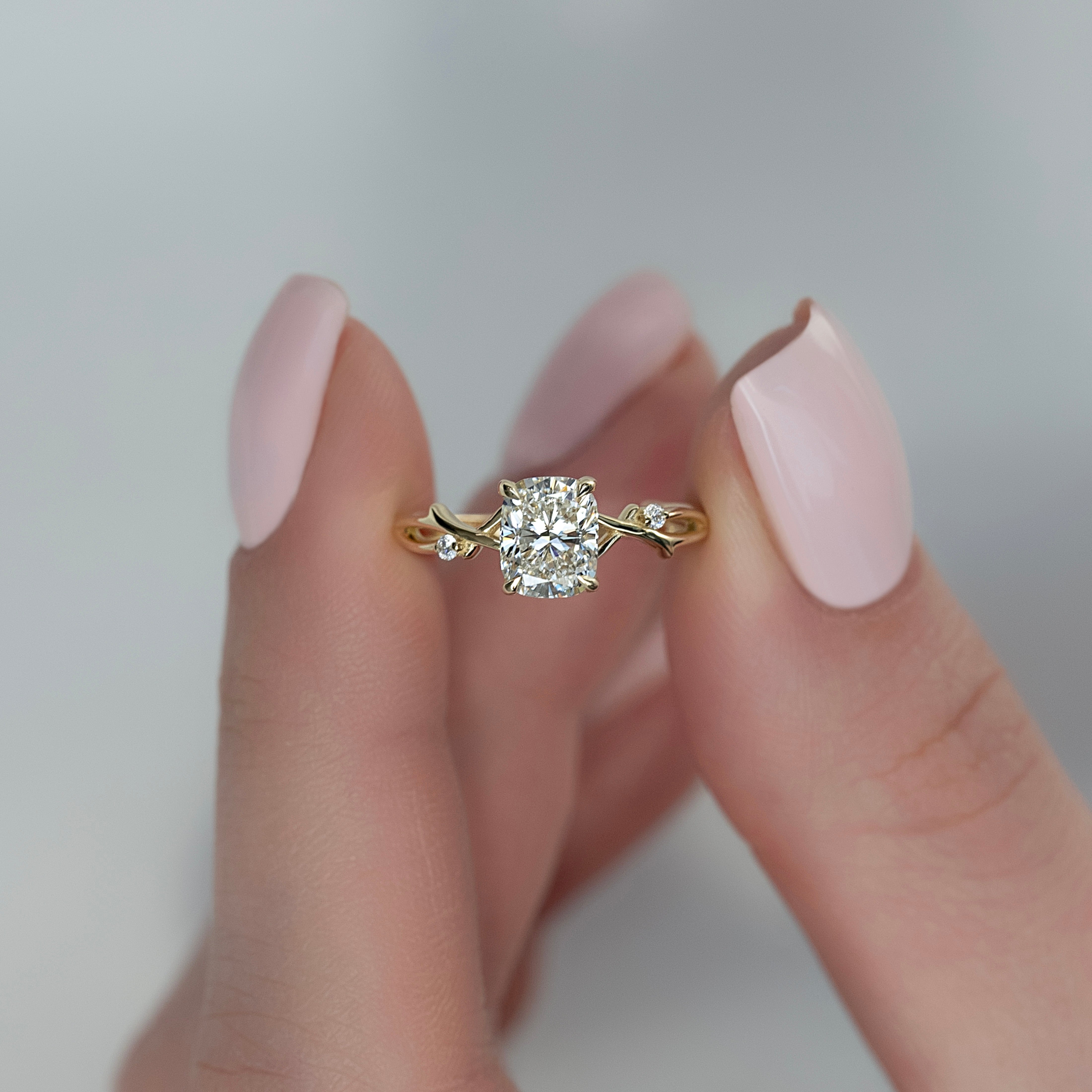 2.0 - 4.0 CT Elongated Cushion Cut Lab Grown Diamond twig Engagement Ring