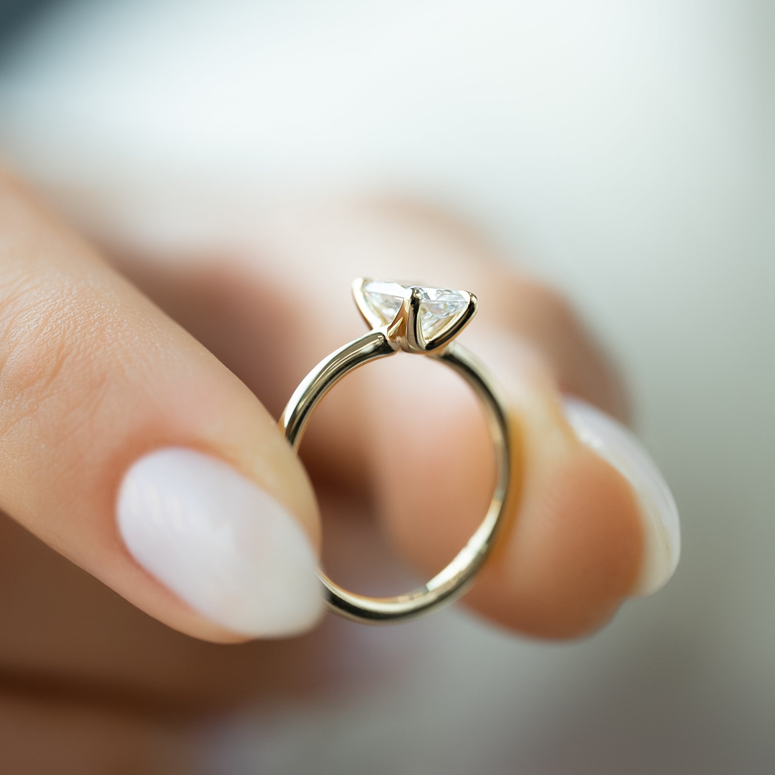 Radiant cut CVD diamond solitaire engagement ring in white gold setting