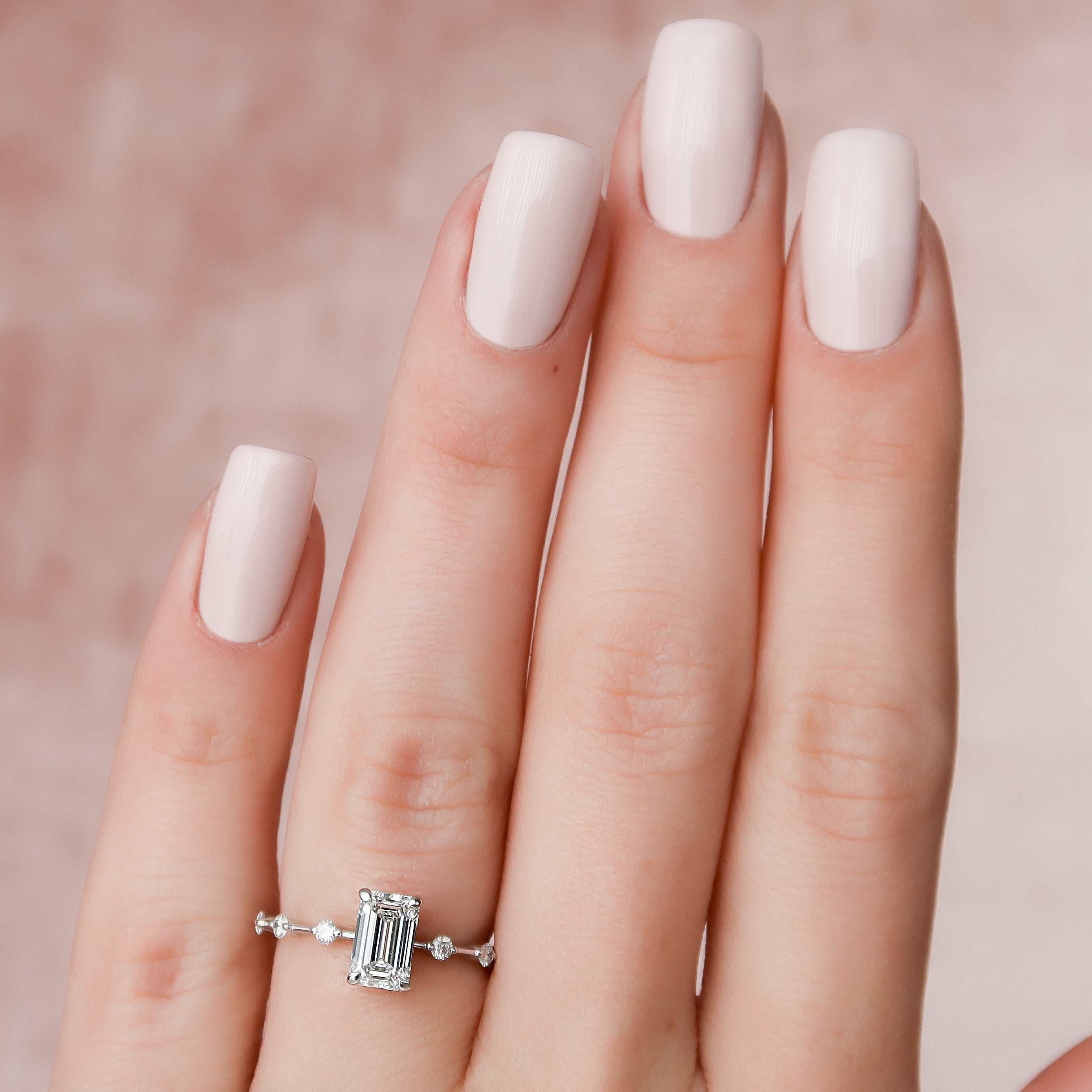 1.50 - 3.50 CT Emerald Cut Lab Grown Diamond Dainty Pave Engagement Ring