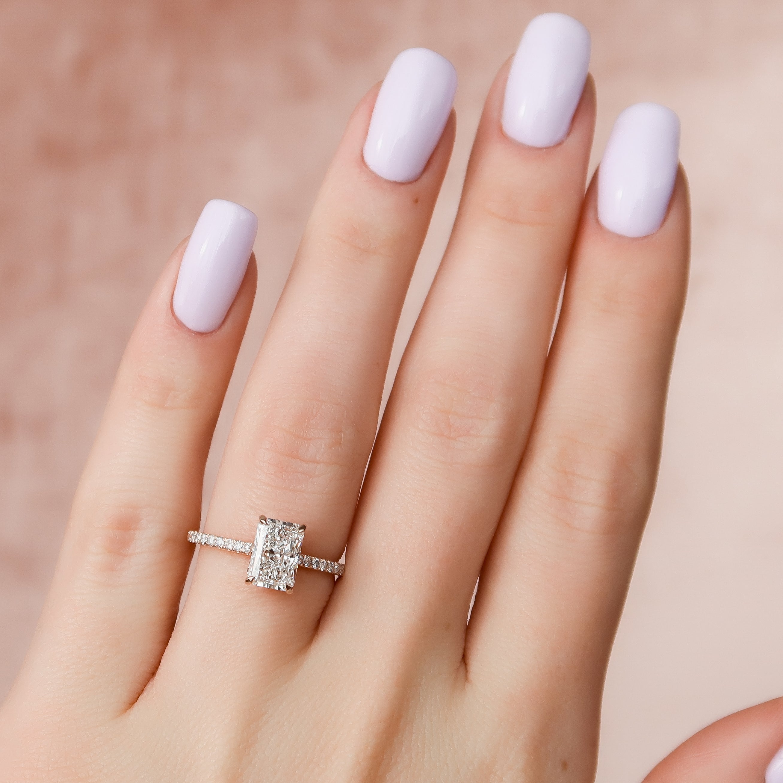 2.0 - 4.0 CT Radiant Cut CVD Diamond Hidden Halo & Pave Engagement Ring