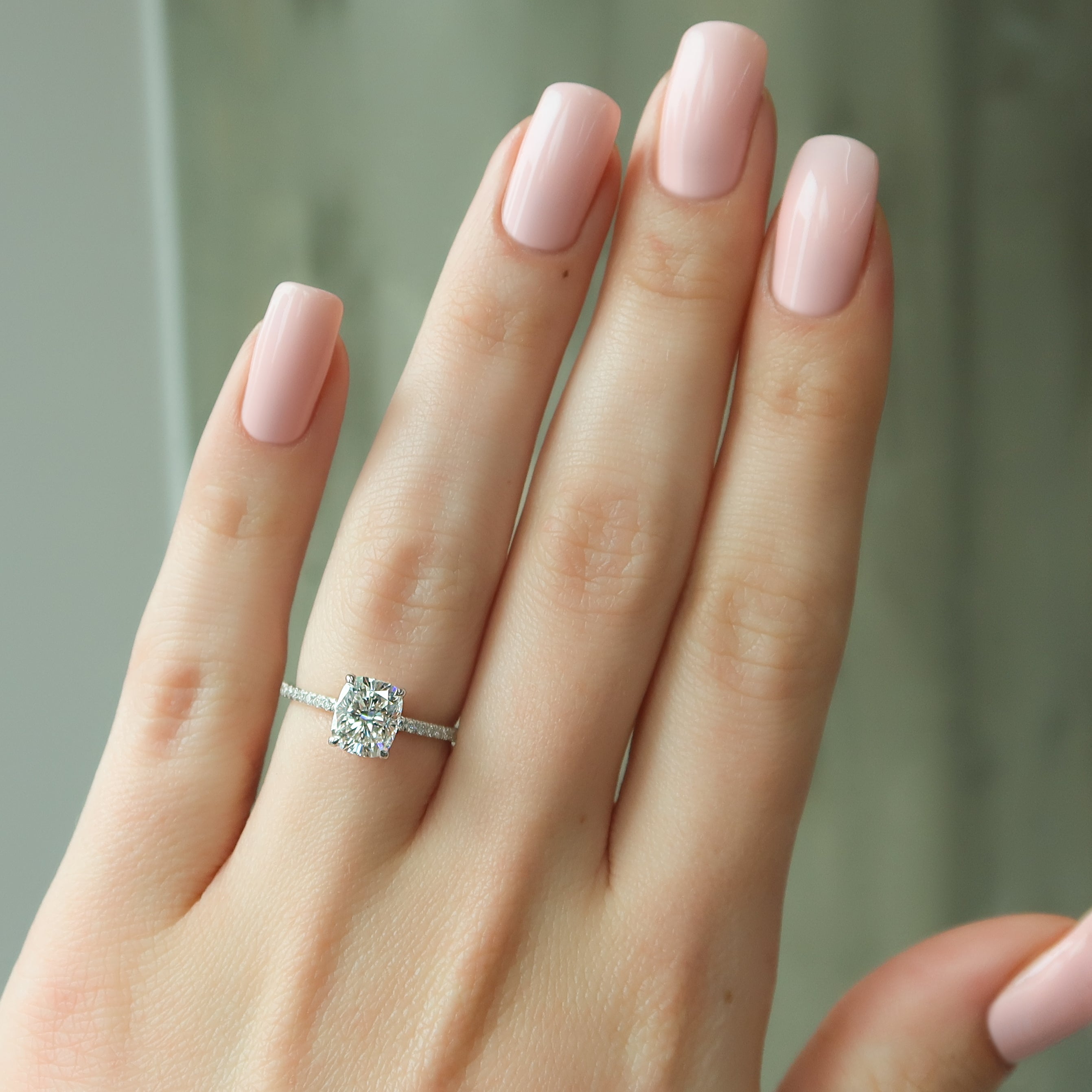 2.0 - 4.0 CT Elongated Cushion Cut CVD Diamond Pave Engagement Ring