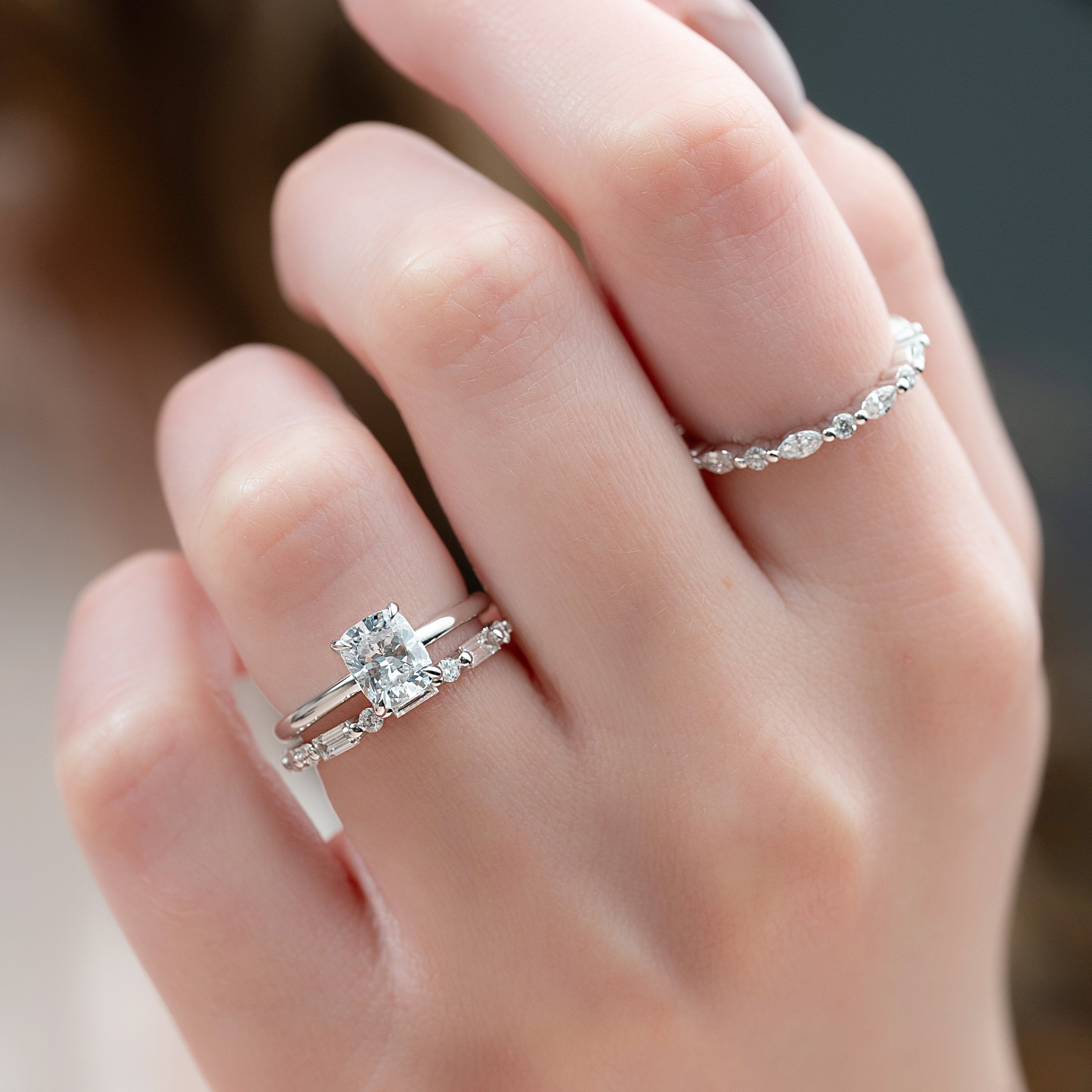 2.0 - 4.0 CT Elongated Cushion Cut Lab Grown Diamond Hidden Halo Engagement Ring