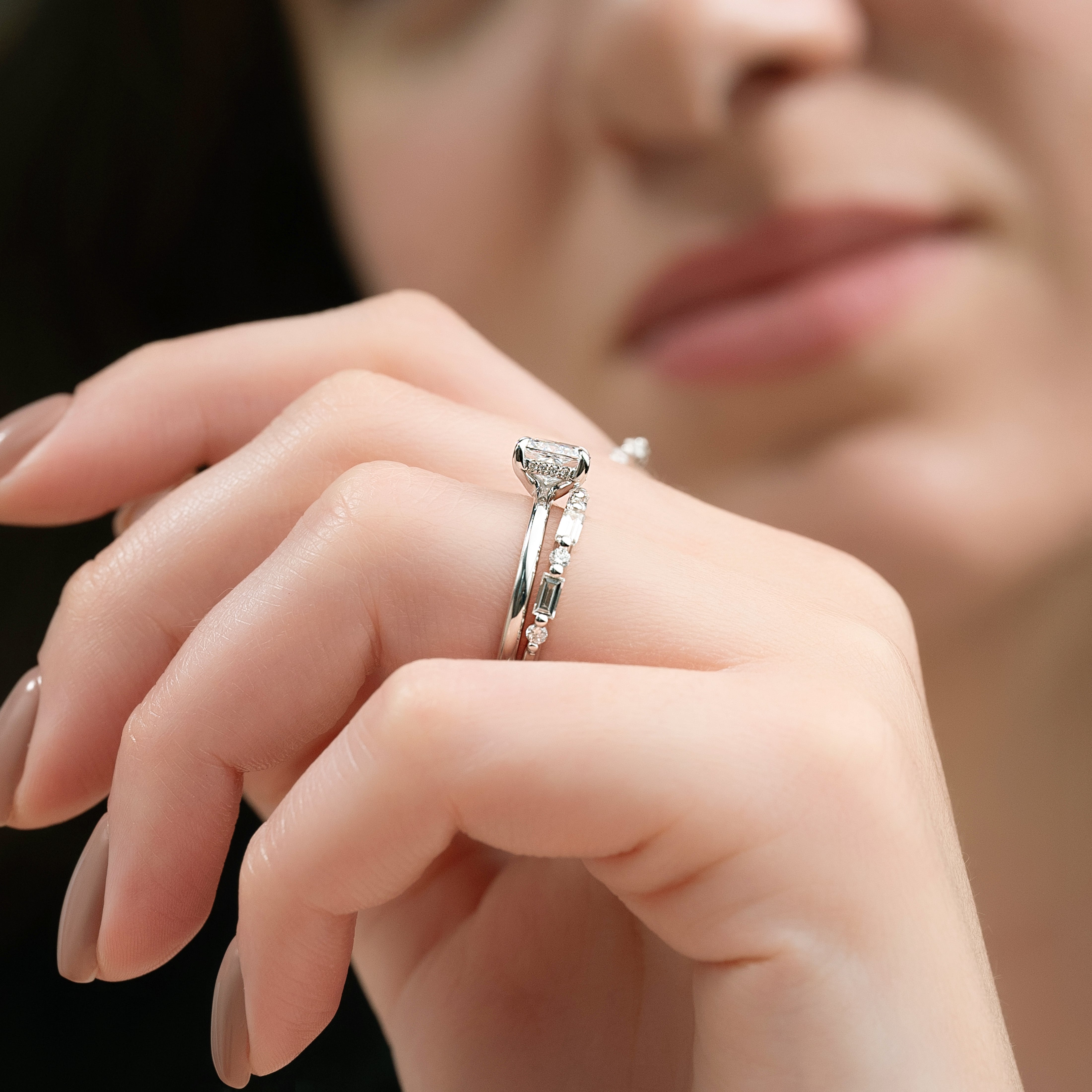 2.0 - 4.0 CT Elongated Cushion Cut Lab Grown Diamond Hidden Halo Engagement Ring