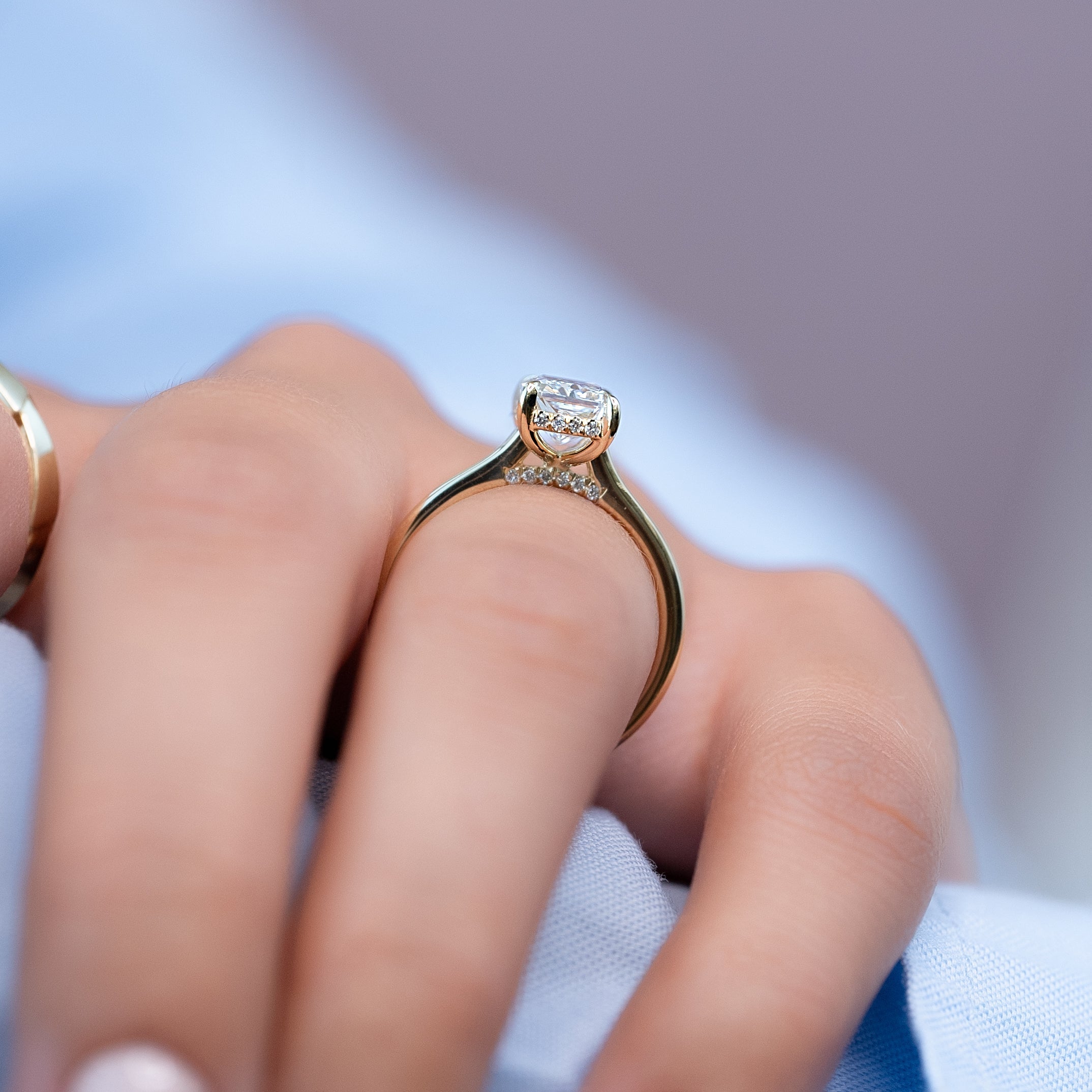 2.0 - 4.0  CT Radiant Cut Lab Grown Diamond Hidden Halo Engagement Ring