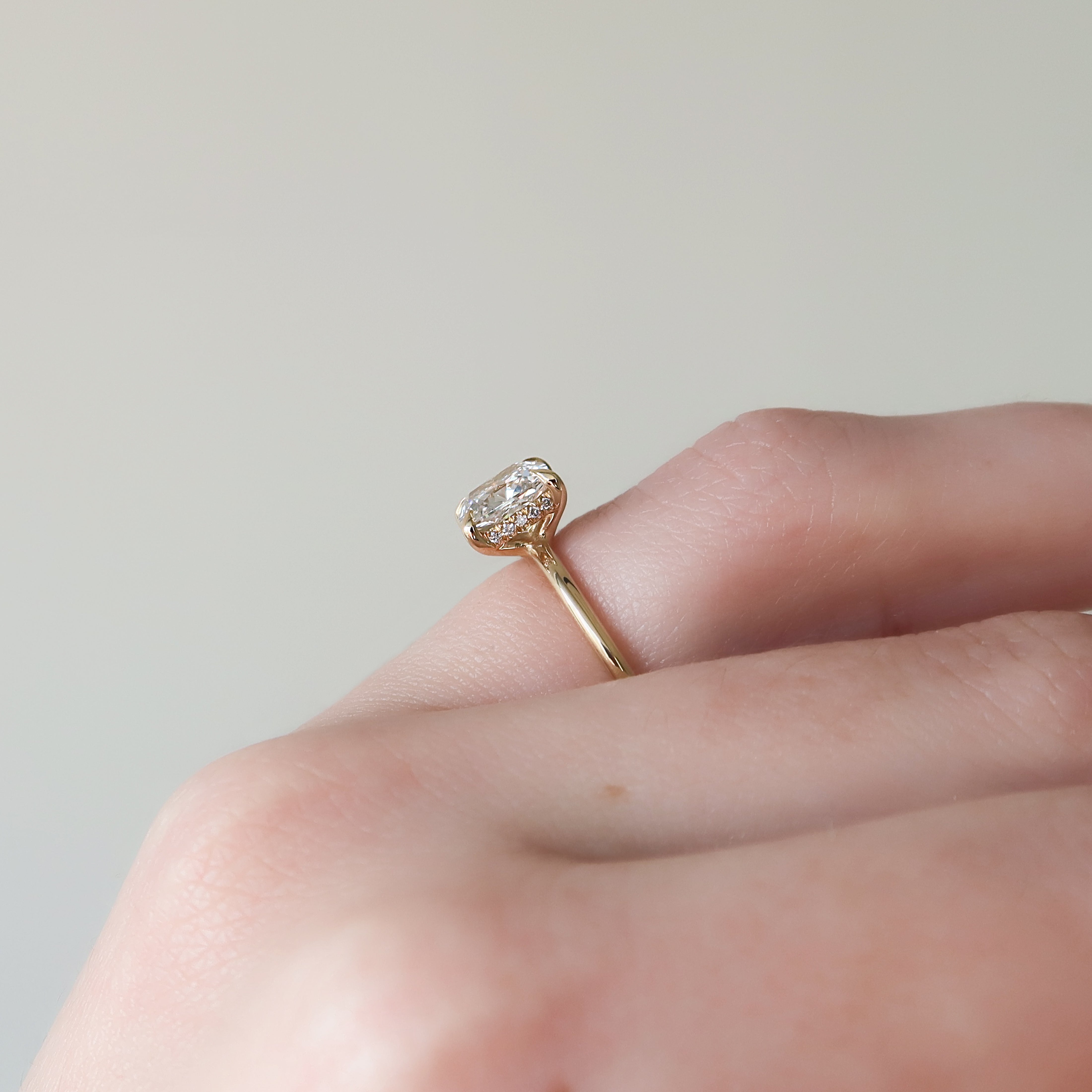 2.0 - 4.0 CT Elongated Cushion Cut Lab Grown Diamond Hidden Halo Engagement Ring