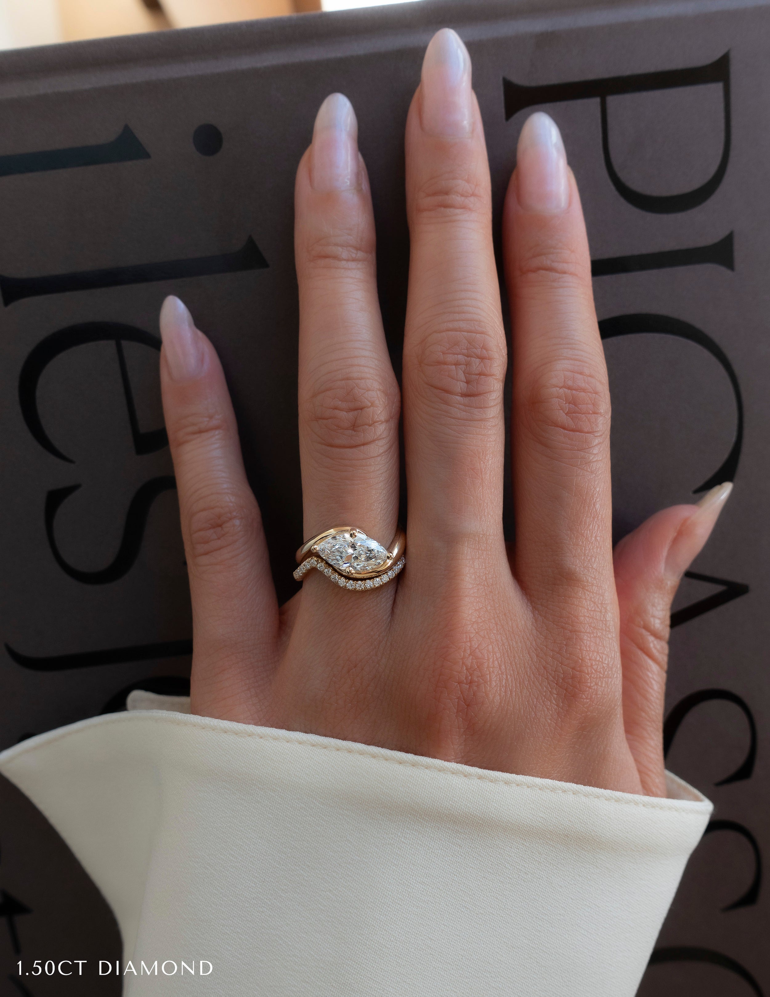 1.0 CT - 2.0 CT Marquise Cut Lab Grown Diamond Solitaire Setting Bridal Set