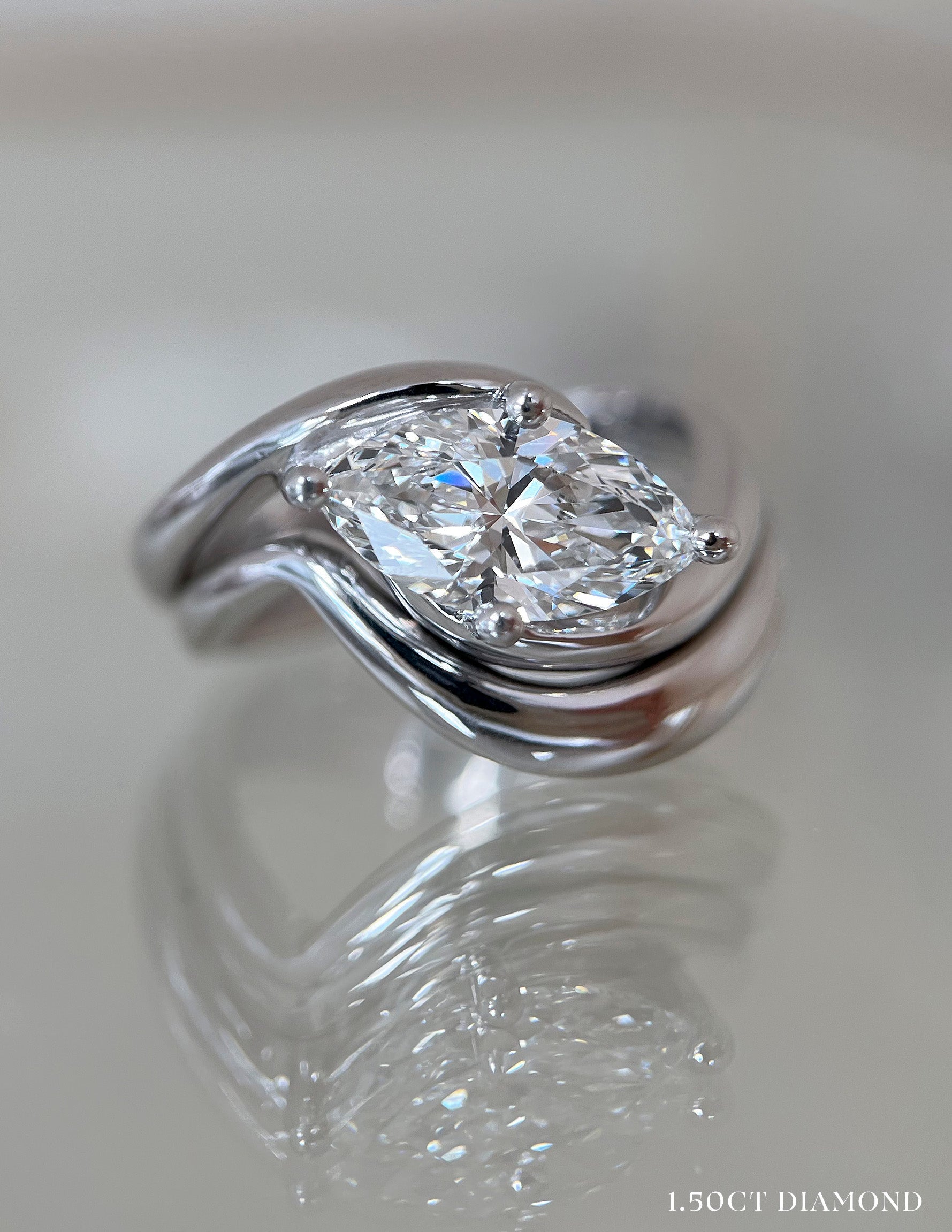 1.0 CT-2.0 CT Marquise Cut Lab Grown Diamond Solitaire Setting Bridal Set