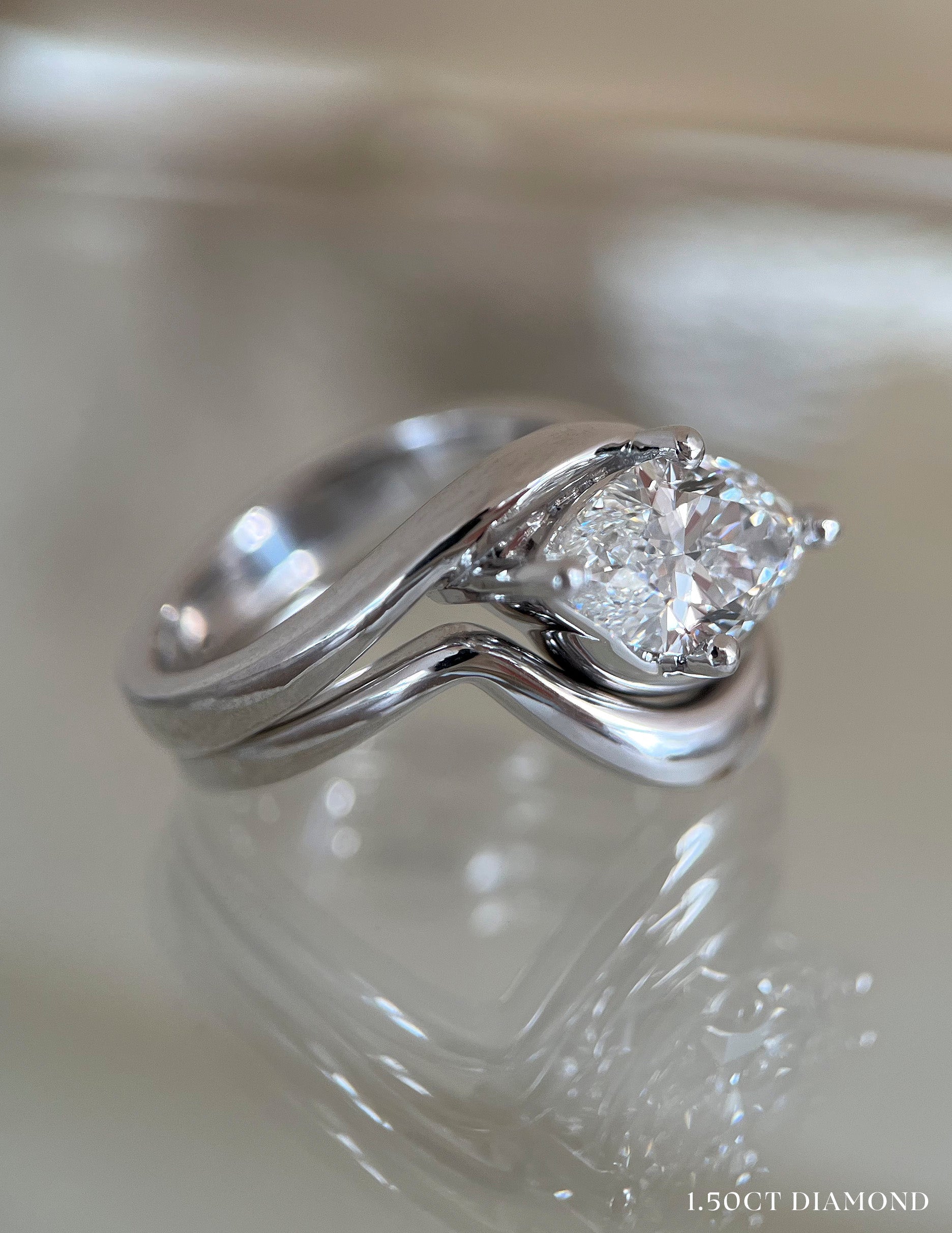 1.0 CT-2.0 CT Marquise Cut Lab Grown Diamond Solitaire Setting Bridal Set