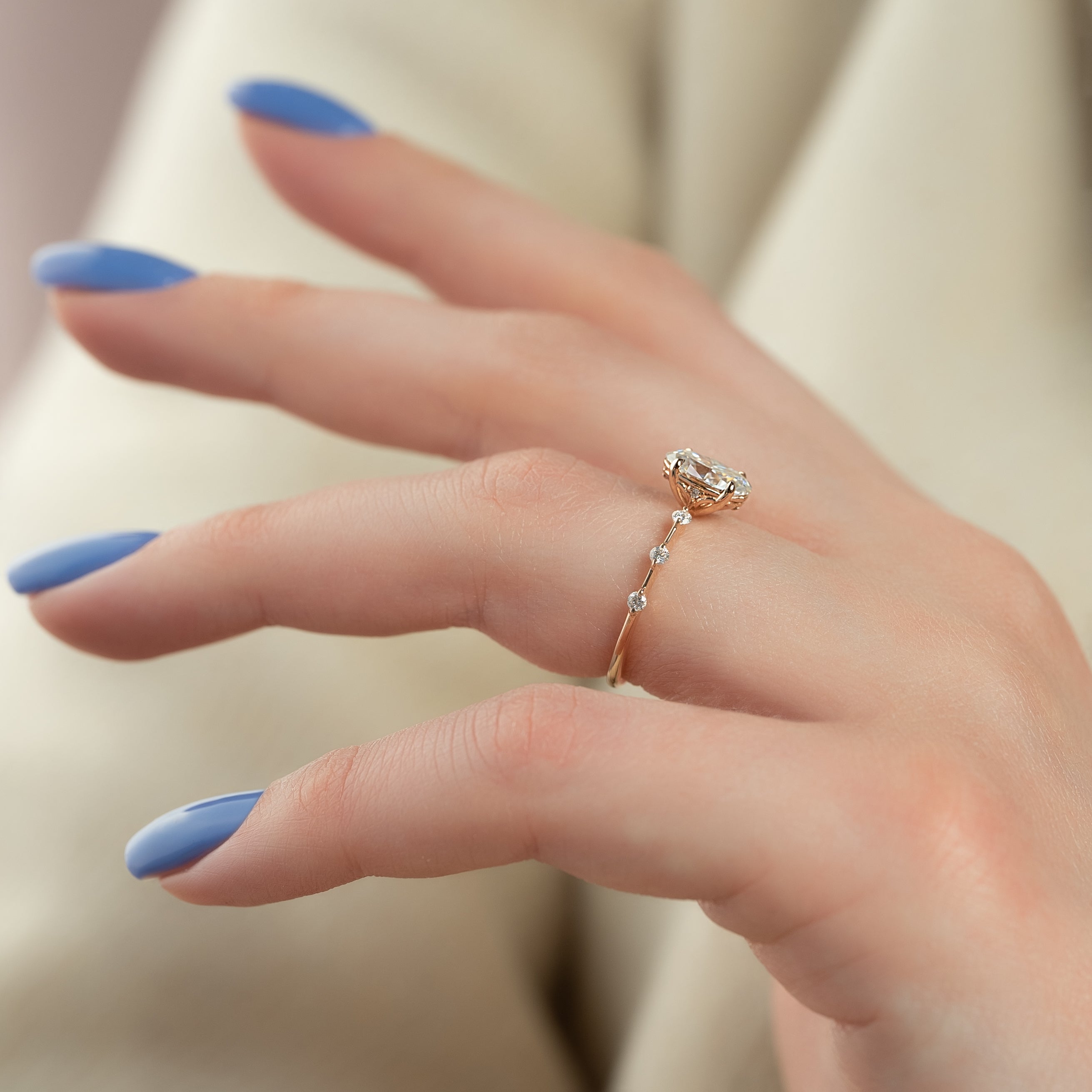 2.0 - 4.0 CT Oval Cut CVD Diamond Dainty Engagement Ring