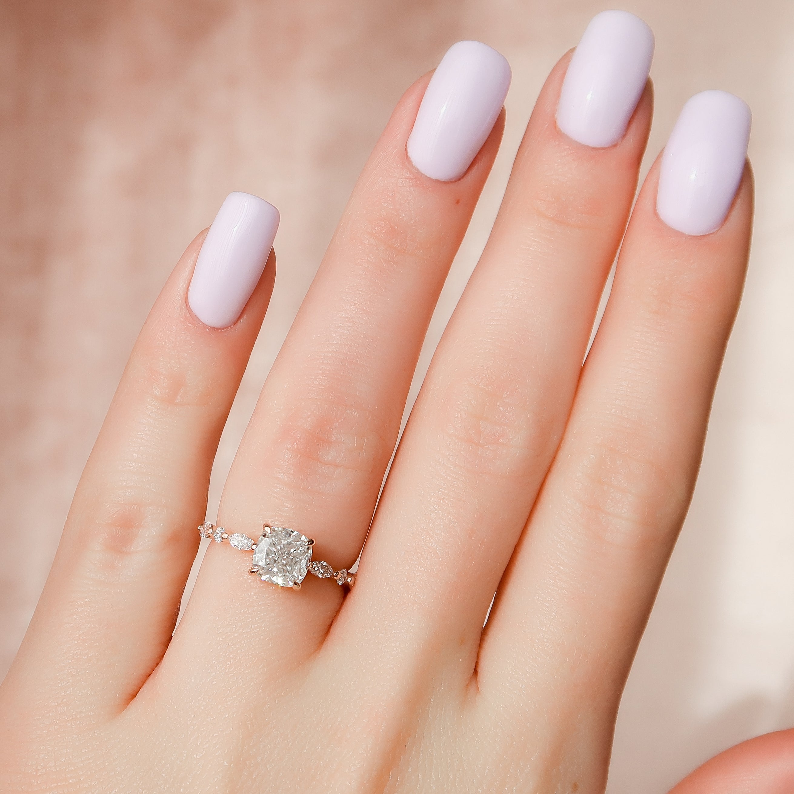 2.0 - 4.0 CT Cushion Cut Lab Grown Diamond Hidden Halo & Pave Engagement Ring