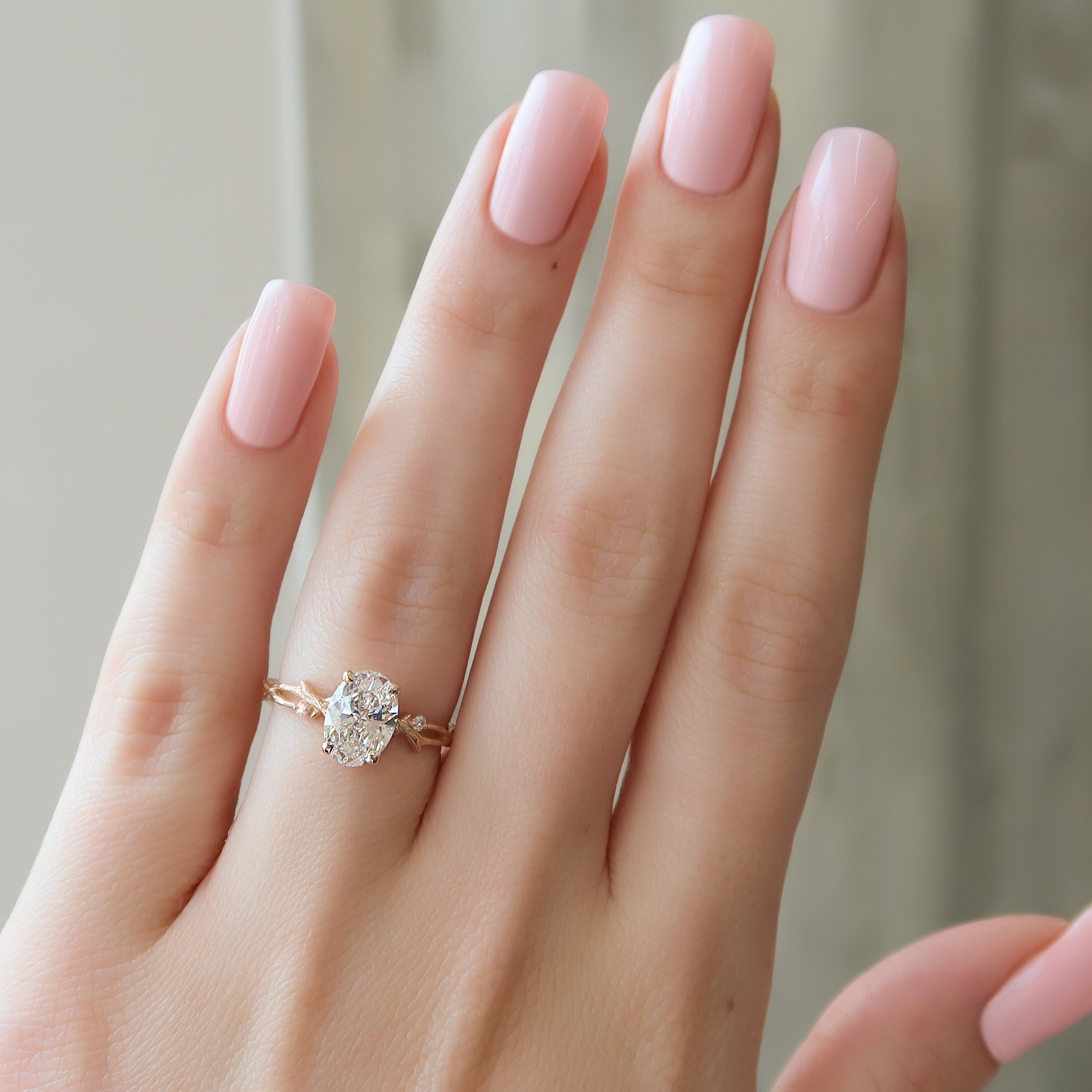 2.0 -4.0 CT Oval Cut CVD Diamond Twig Setting Engagement Ring