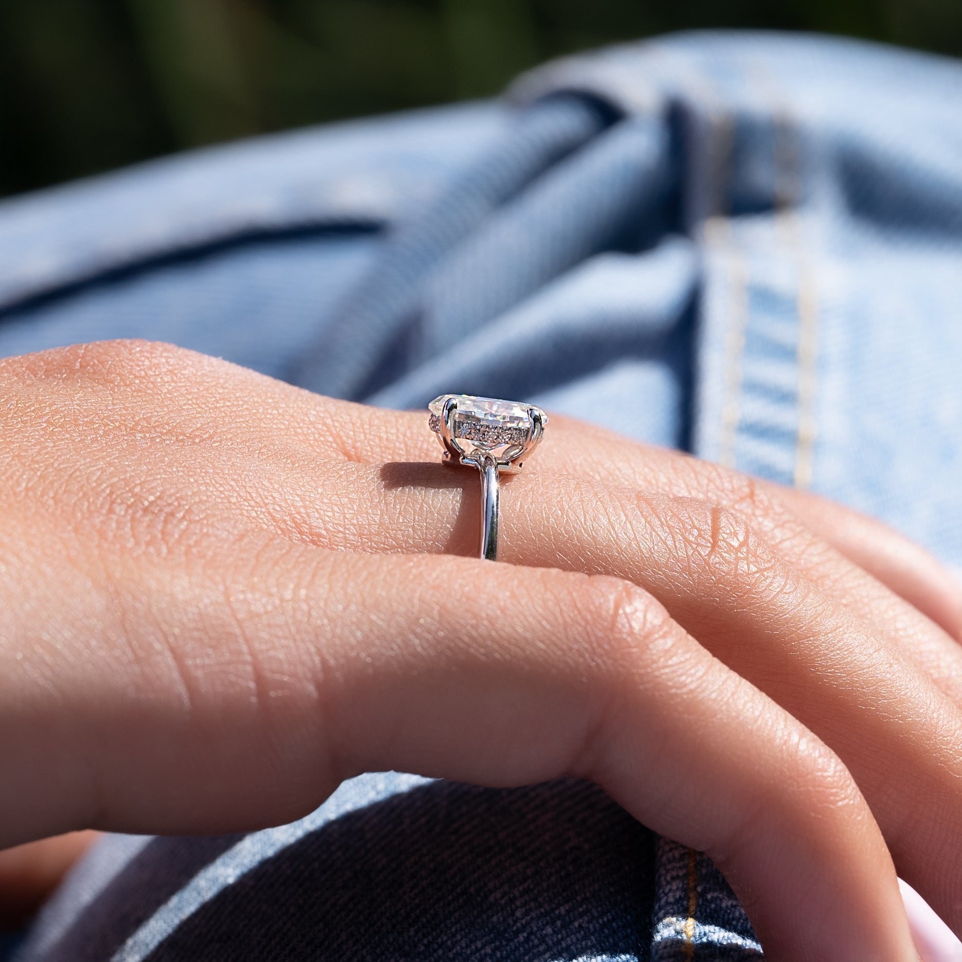 2.0 - 4.0 CT Oval Cut CVD Diamond Hidden Halo Engagement Ring