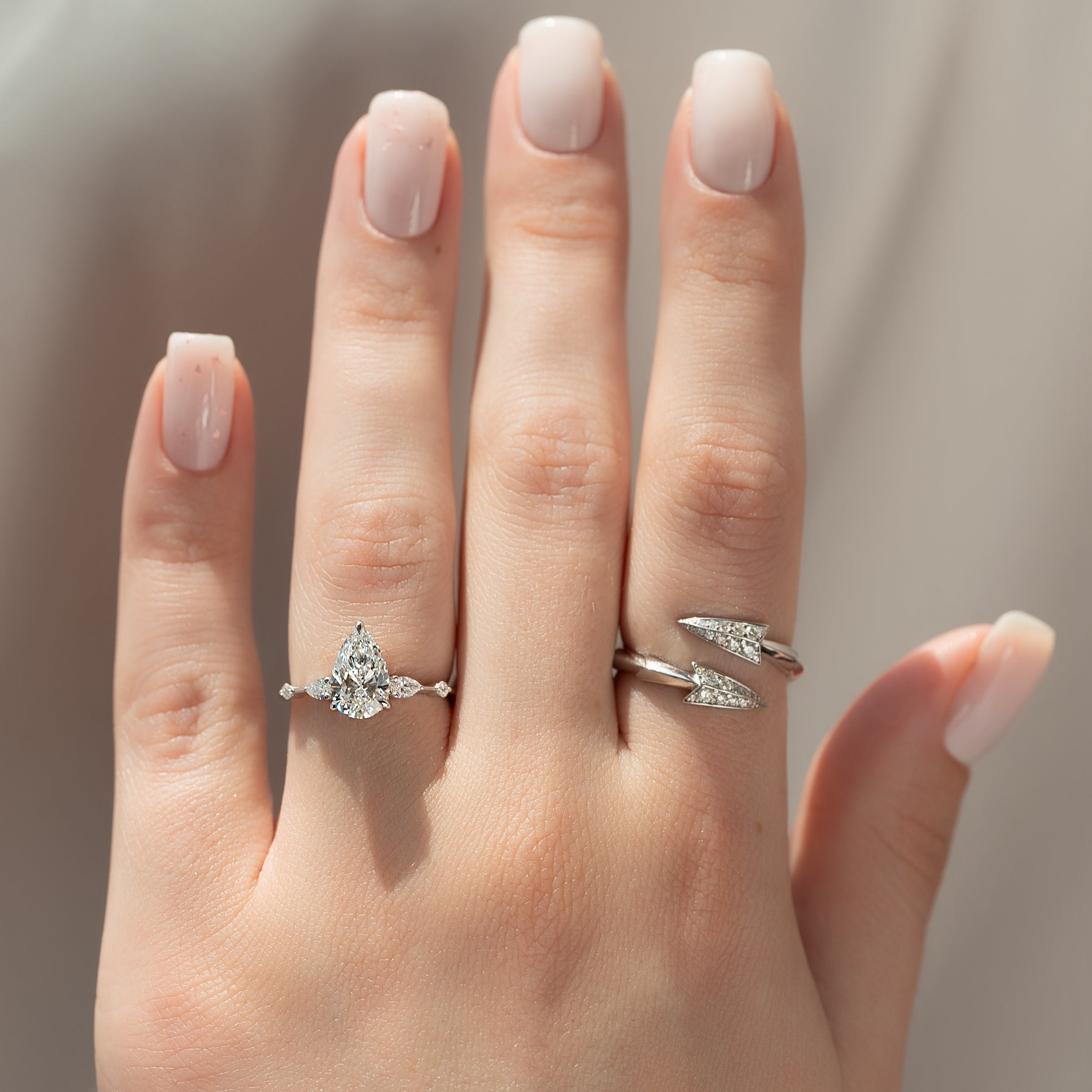 1.0 - 3.0 CT Pear Cut Lab Grown Diamond Hidden Halo Engagement Ring