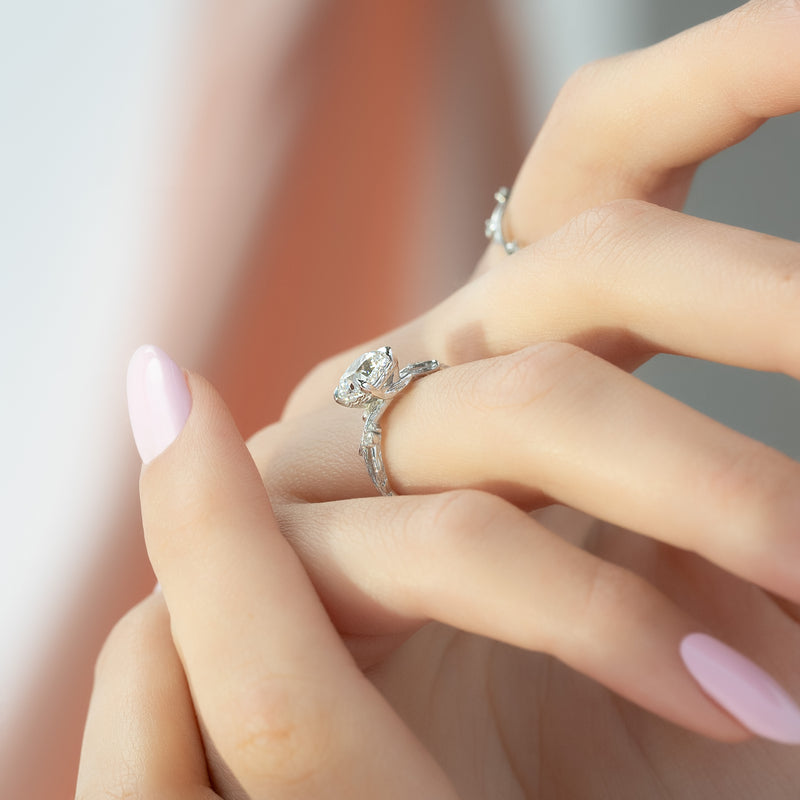 1.50 - 3.50 CT Cushion Cut Lab Grown Diamond twig Engagement Ring