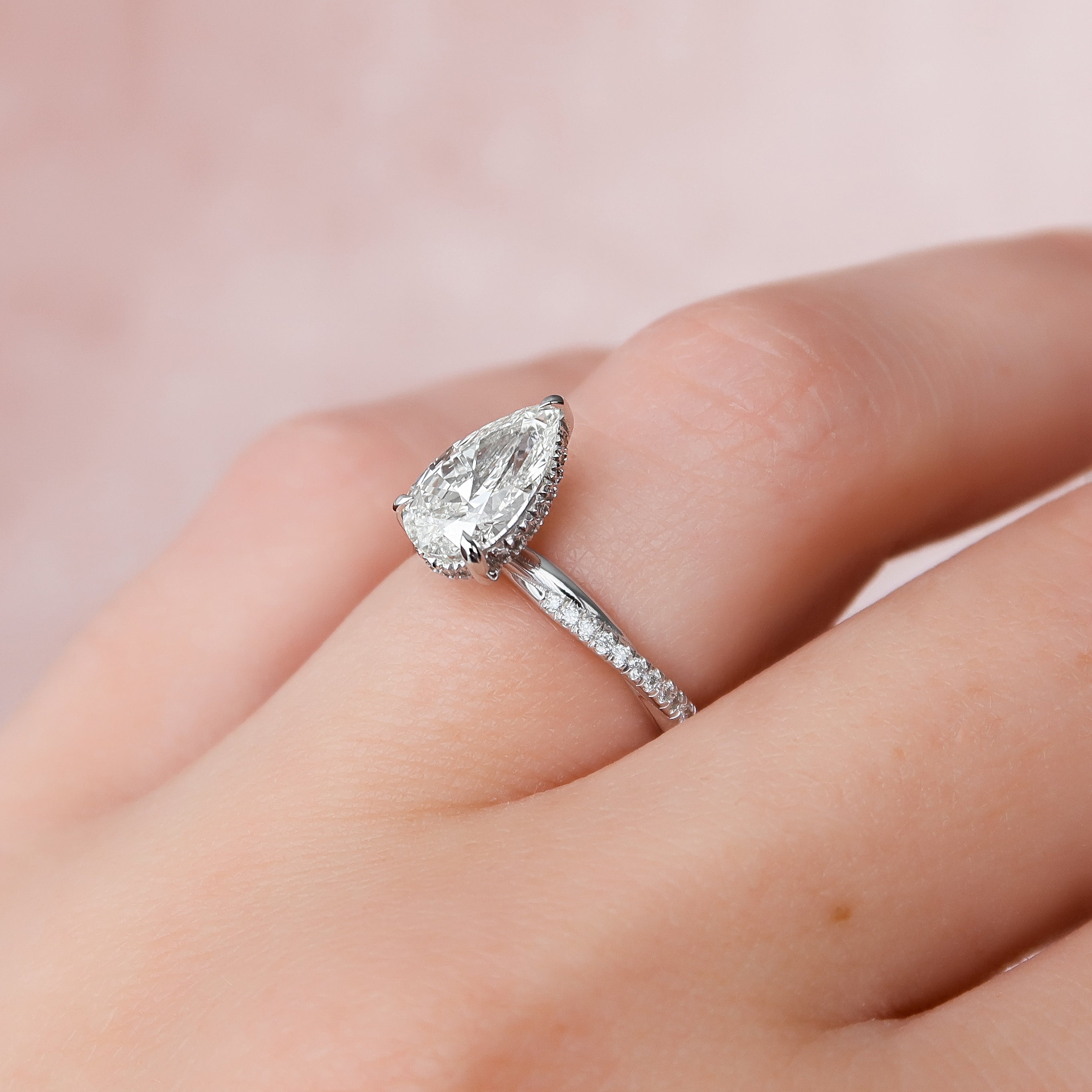 1.50 - 3.50 CT Pear Cut Lab Grown Diamond twig Engagement Ring